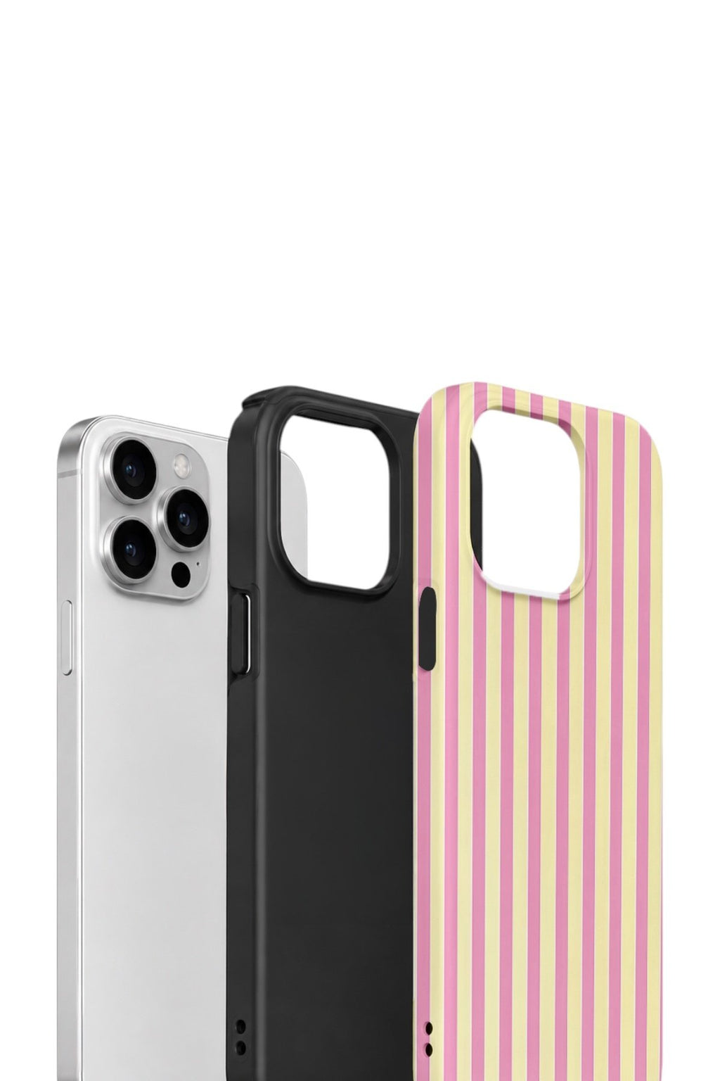 iPhone 14 Pro Vorian Çift Katmanlı Kılıf Pink Lemon Pinstripe