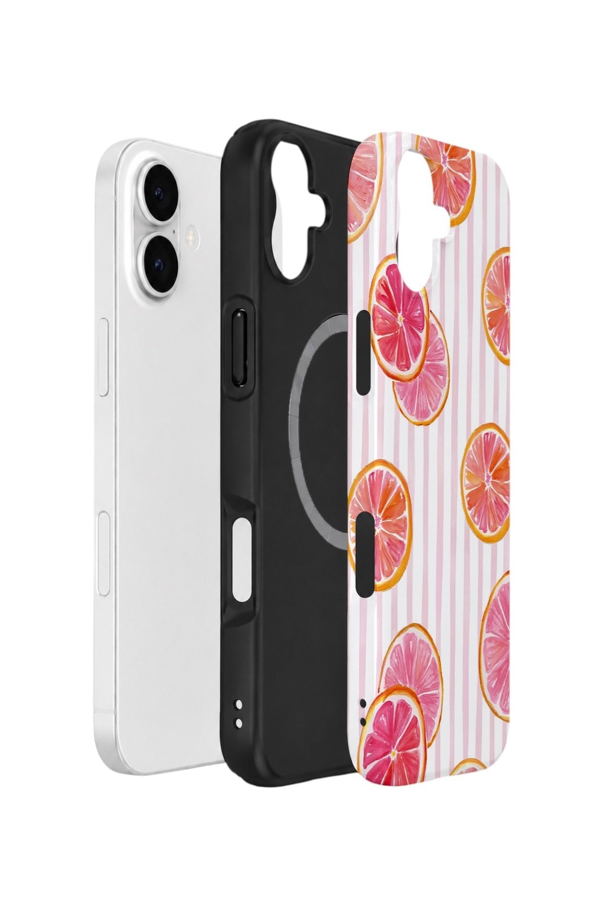 iPhone 16 Vorian Çift Katmanlı MagSafe Kılıf Pink Grapefruit Garden
