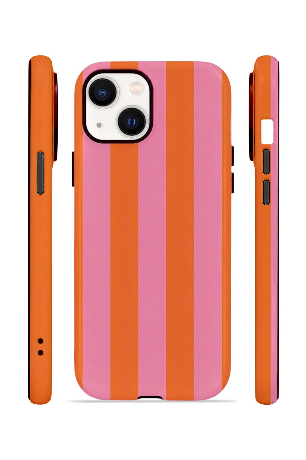 iPhone 14 Plus Vorian Çift Katmanlı Kılıf Tangerine Rose Stripe