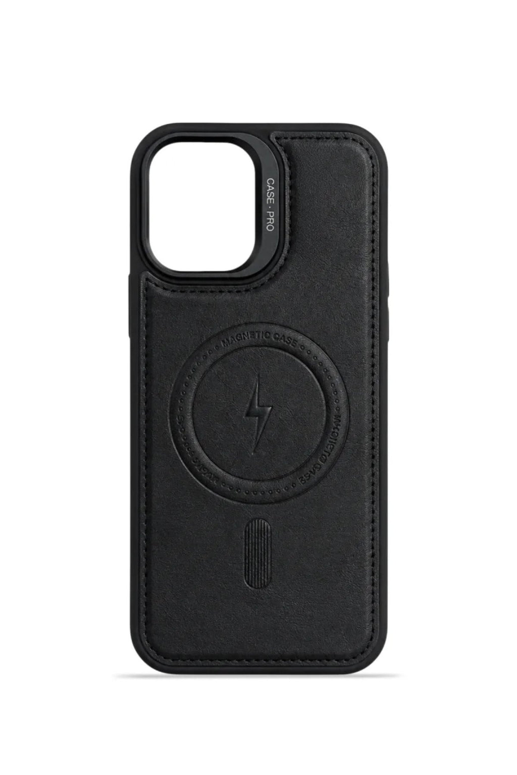 iPhone 17 GripStand MagSafe Deri Kılıf Siyah
