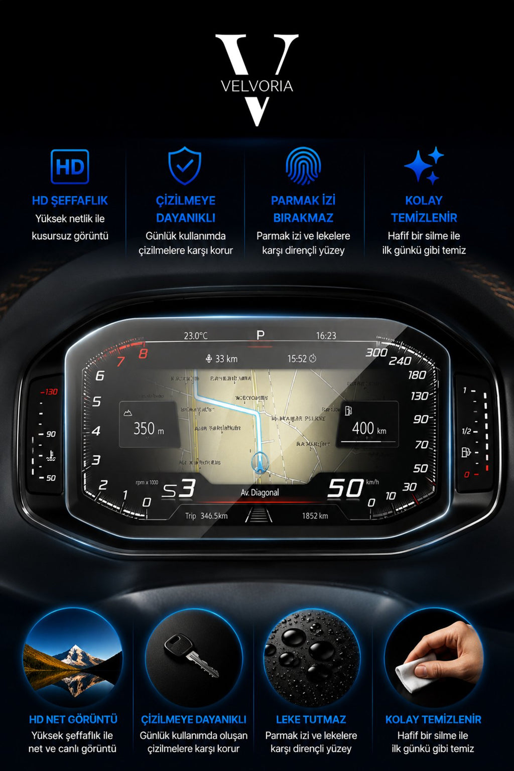 Seat Leon Hayalet Ekran Dijital Gösterge Panel Ekran Nano Koruyucu