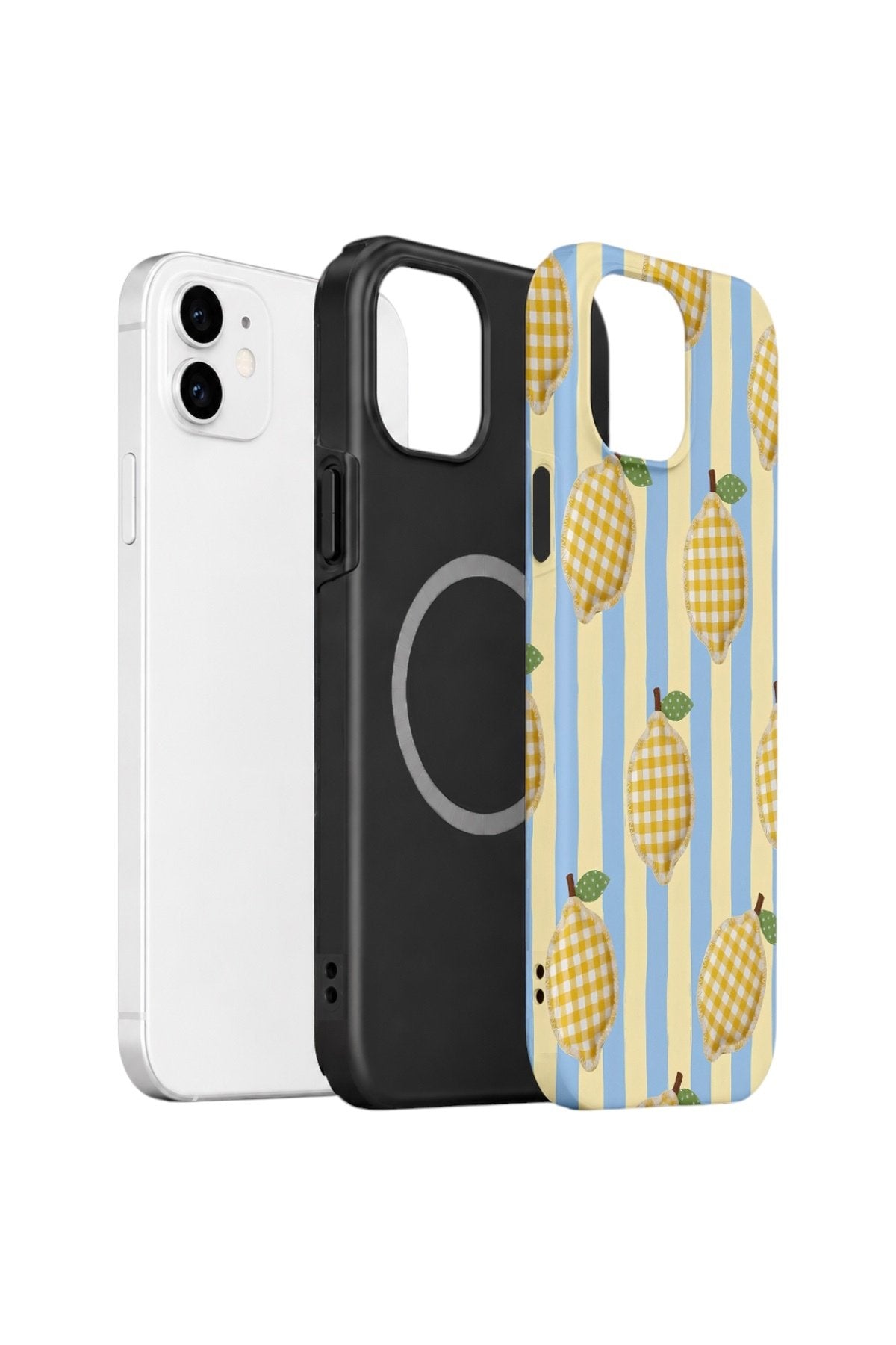 iPhone 11 Vorian Çift Katmanlı MagSafe Kılıf Gingham Lemon Grove