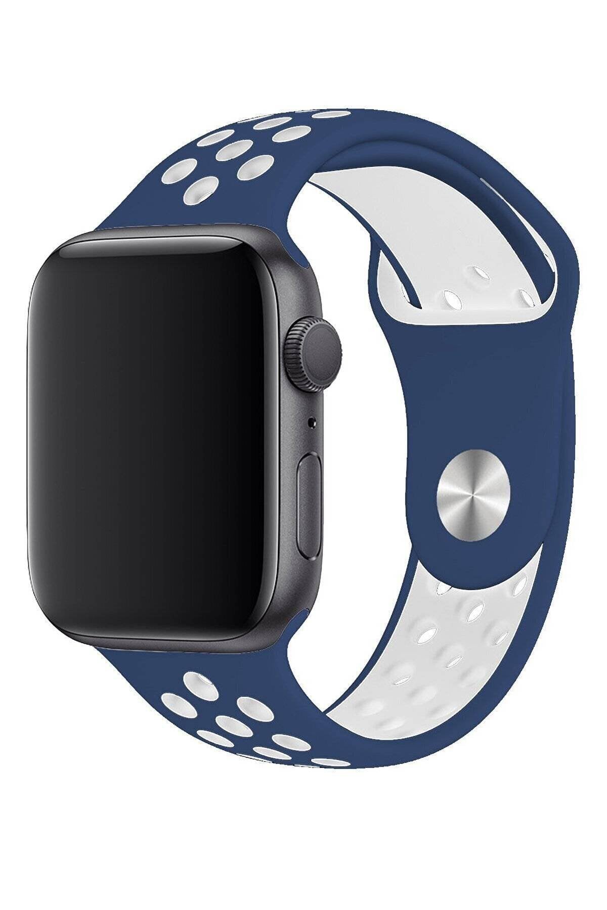 Apple Watch Series Fileli Kordon Lacivert-Beyaz
