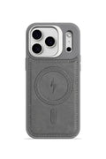 iPhone 17 Pro Max GripStand MagSafe Deri Kılıf Gri