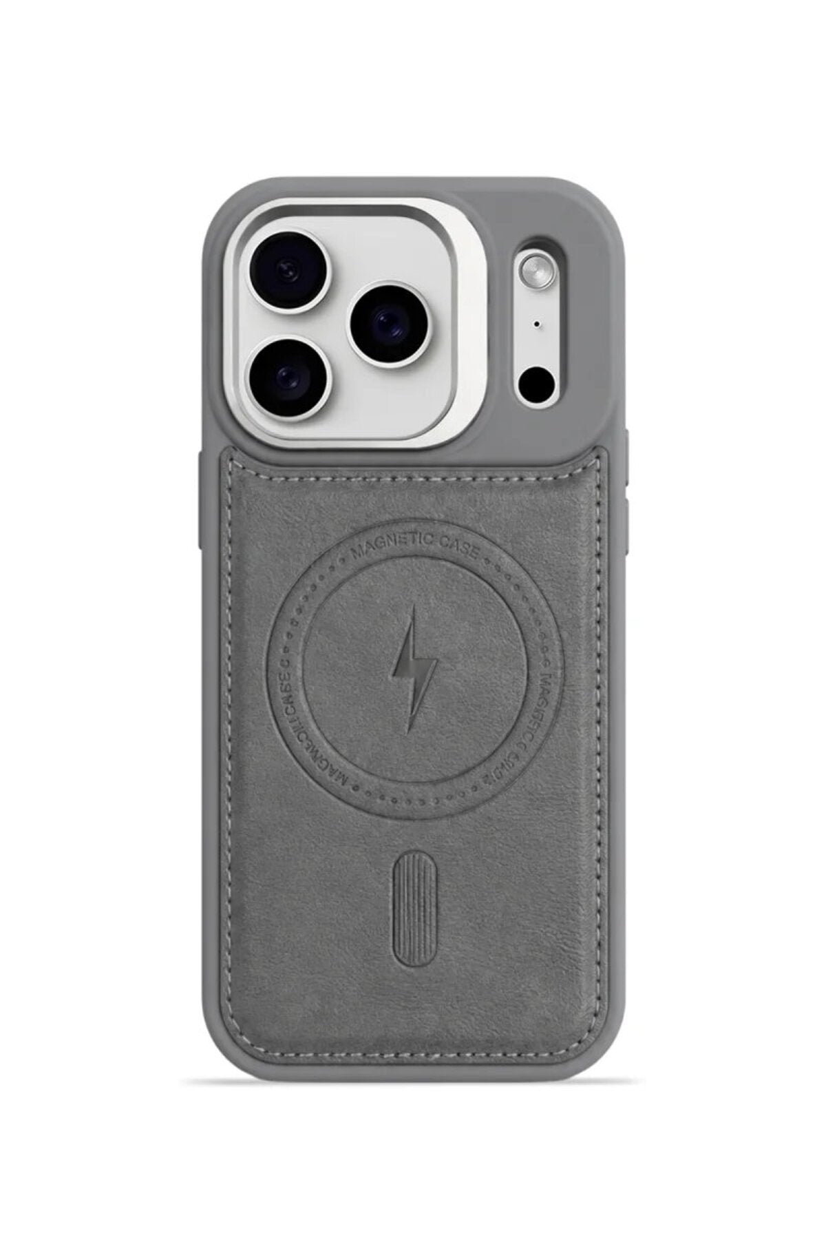 iPhone 17 Pro Max GripStand MagSafe Deri Kılıf Gri