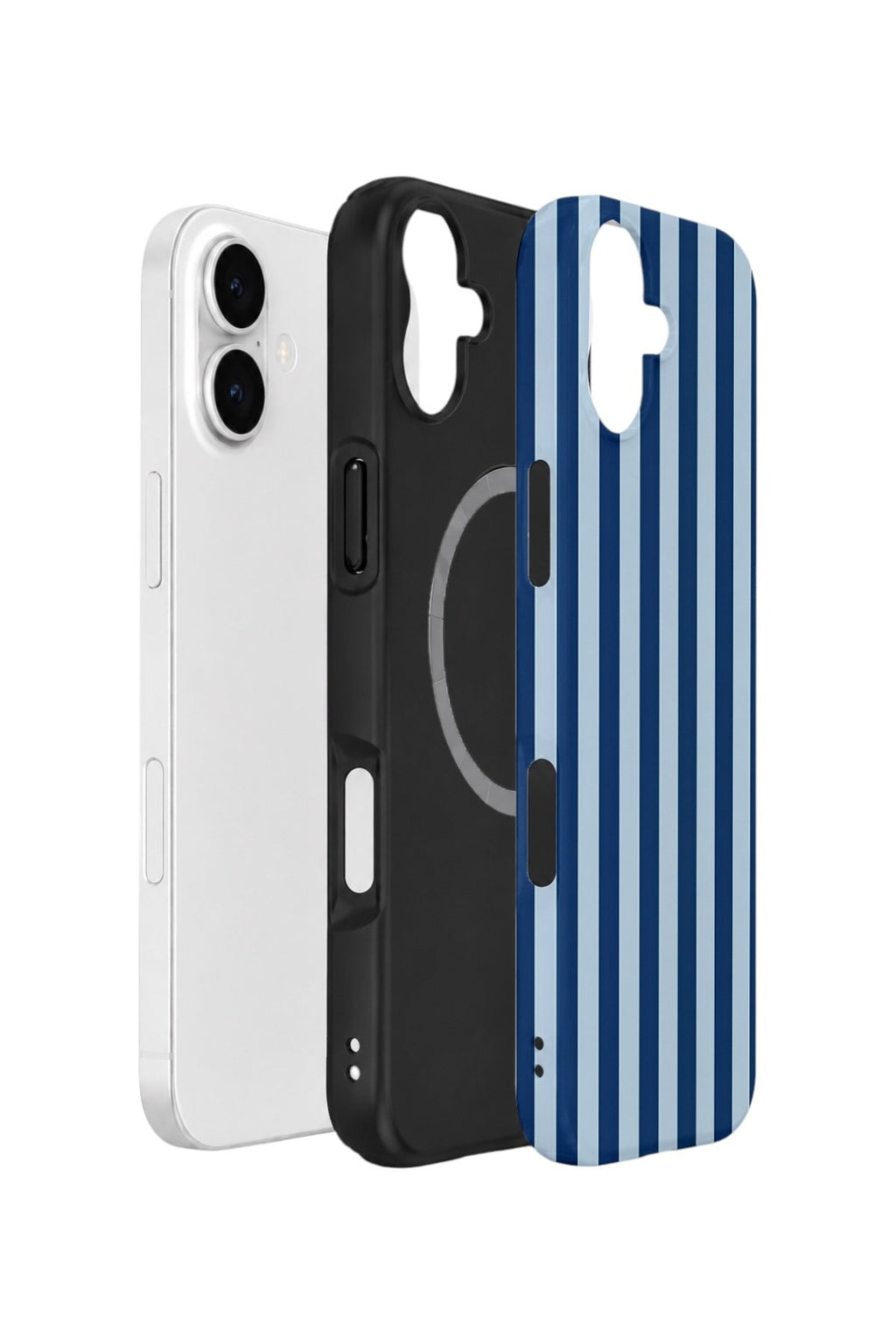 iPhone 16 Vorian Çift Katmanlı MagSafe Kılıf Navy Riviera Stripe