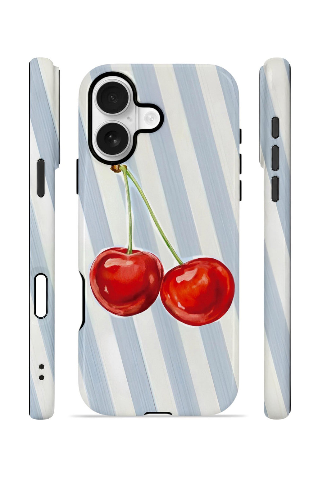 iPhone 16 Plus Vorian Çift Katmanlı MagSafe Kılıf Cherry Blue Stripe