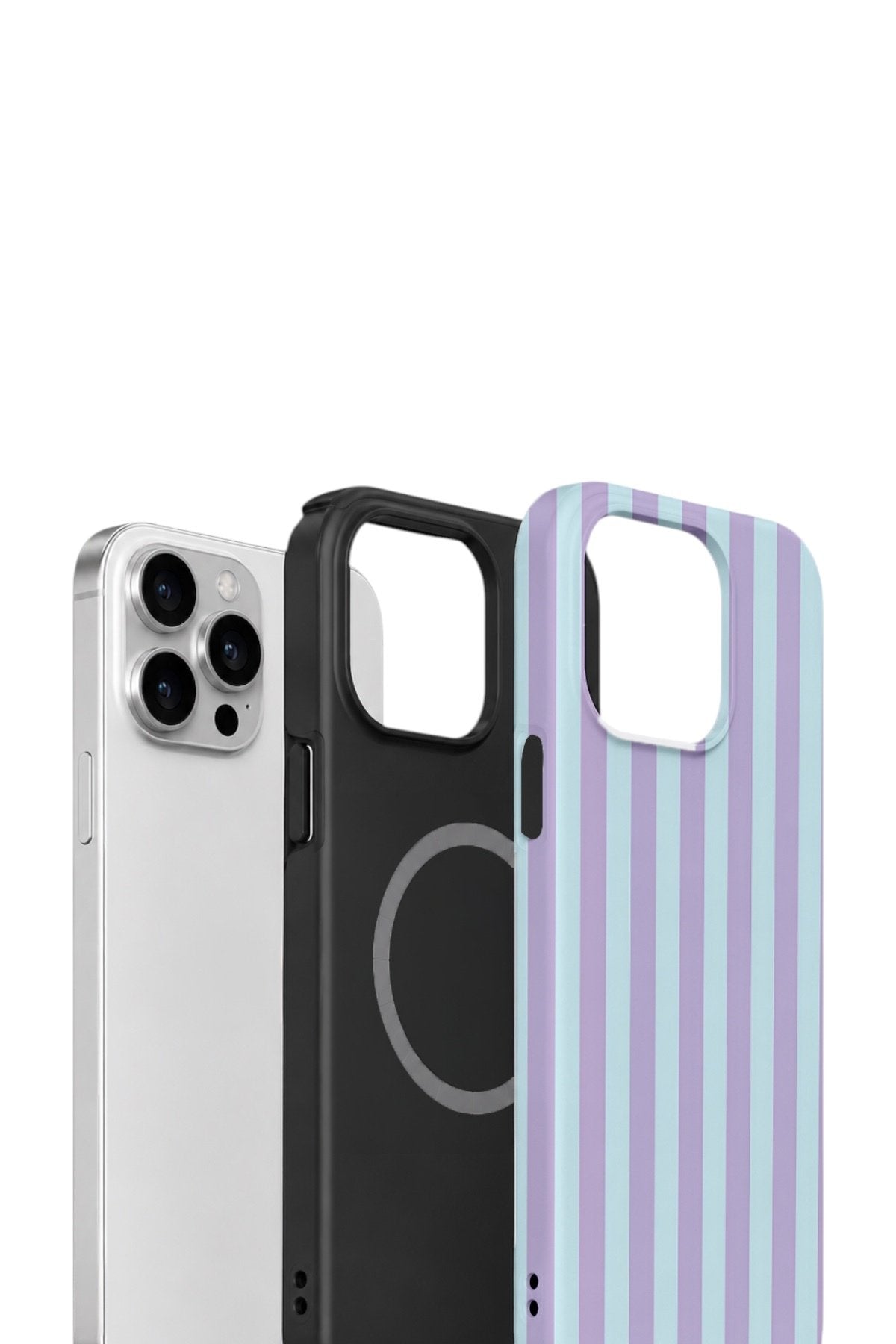 iPhone 12 Pro Max Vorian Çift Katmanlı MagSafe Kılıf Lilac Riviera Stripe