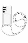Galaxy S24 Ultra Kartlıklı Antişok Askılı Kılıf Beyaz