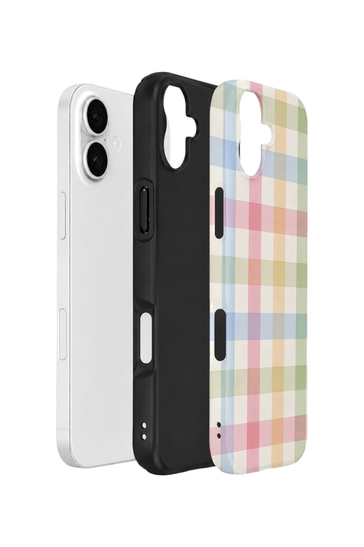 iPhone 16 Plus Vorian Çift Katmanlı Kılıf Pastel Gingham