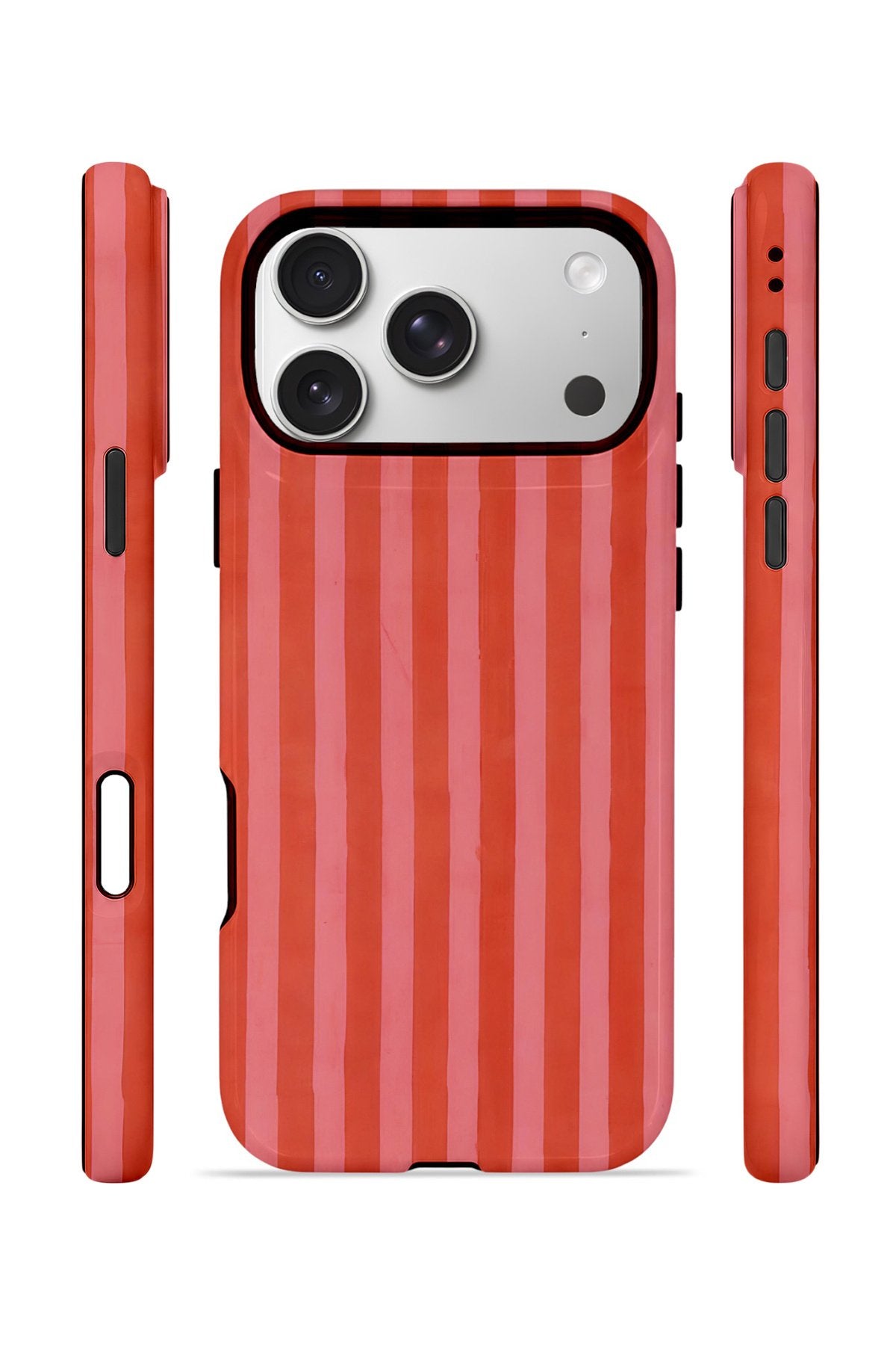 iPhone 17 Pro Max Vorian Çift Katmanlı Kılıf Tomato Red Stripe