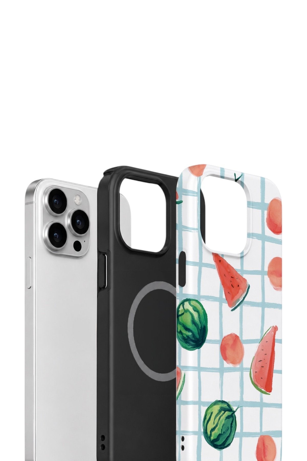 iPhone 15 Pro Vorian Çift Katmanlı MagSafe Kılıf Watermelon Grid