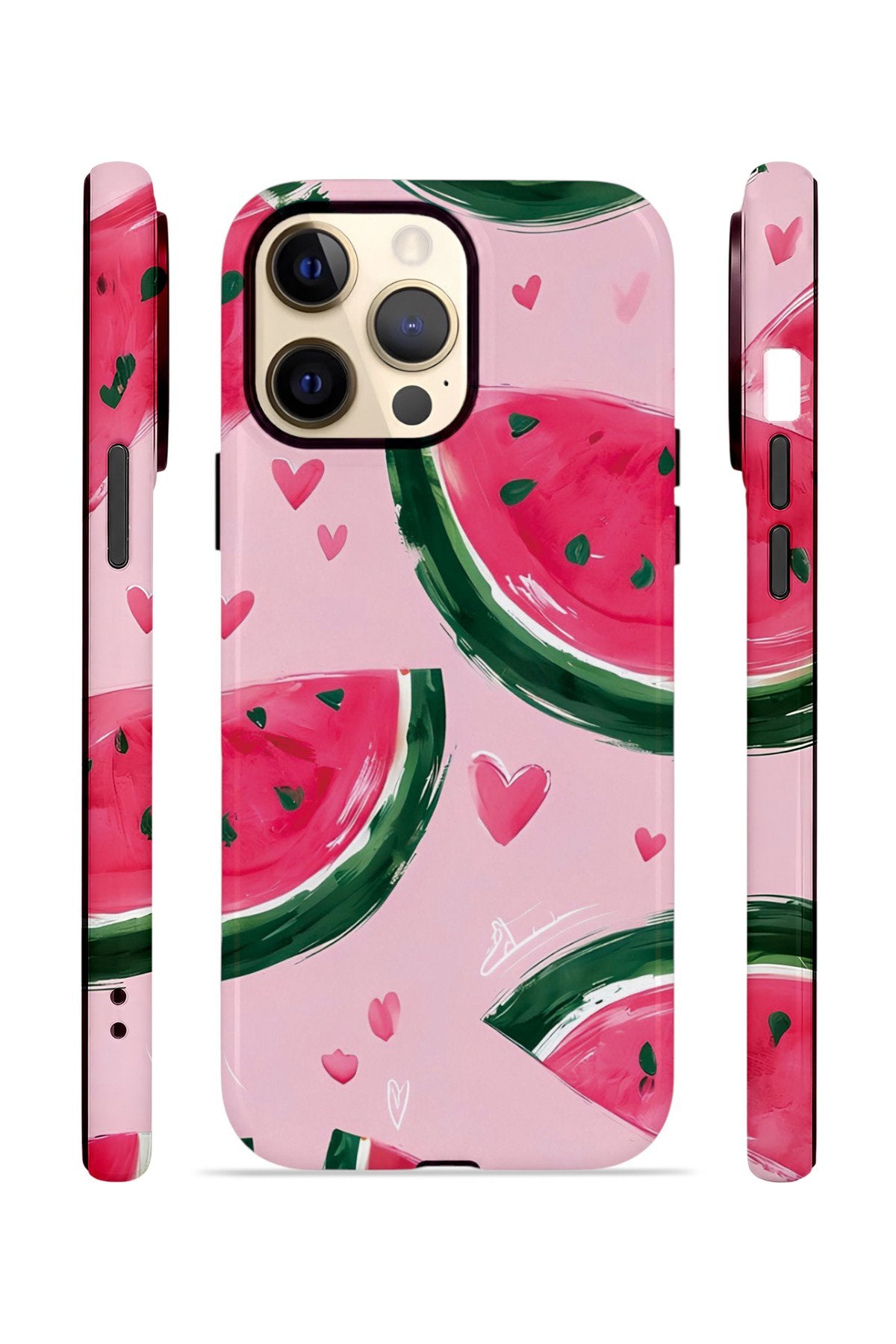 iPhone 13 Pro Vorian Çift Katmanlı Kılıf Watermelon Hearts
