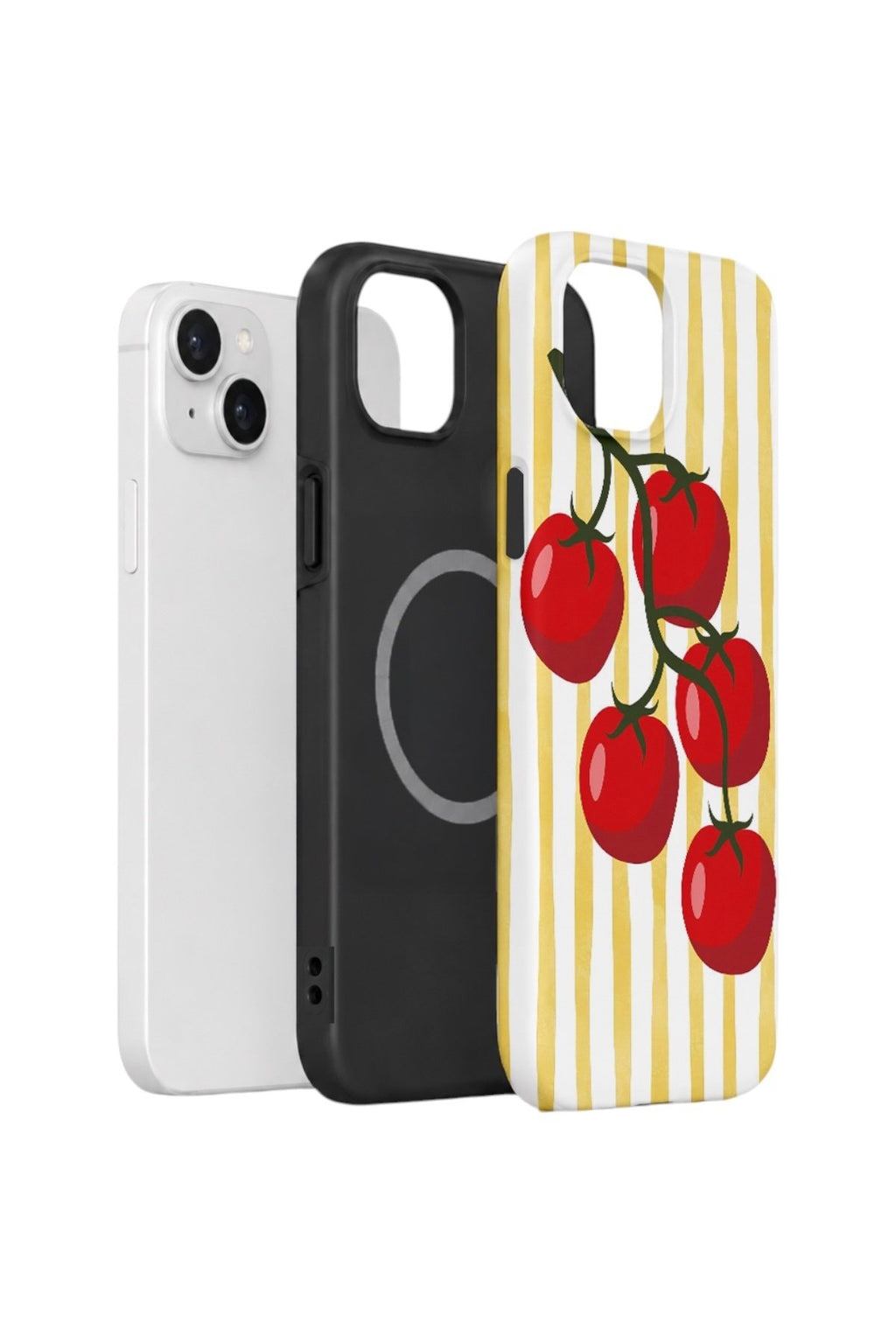 iPhone 15 Plus Vorian Çift Katmanlı MagSafe Kılıf Tomato Market Stripe