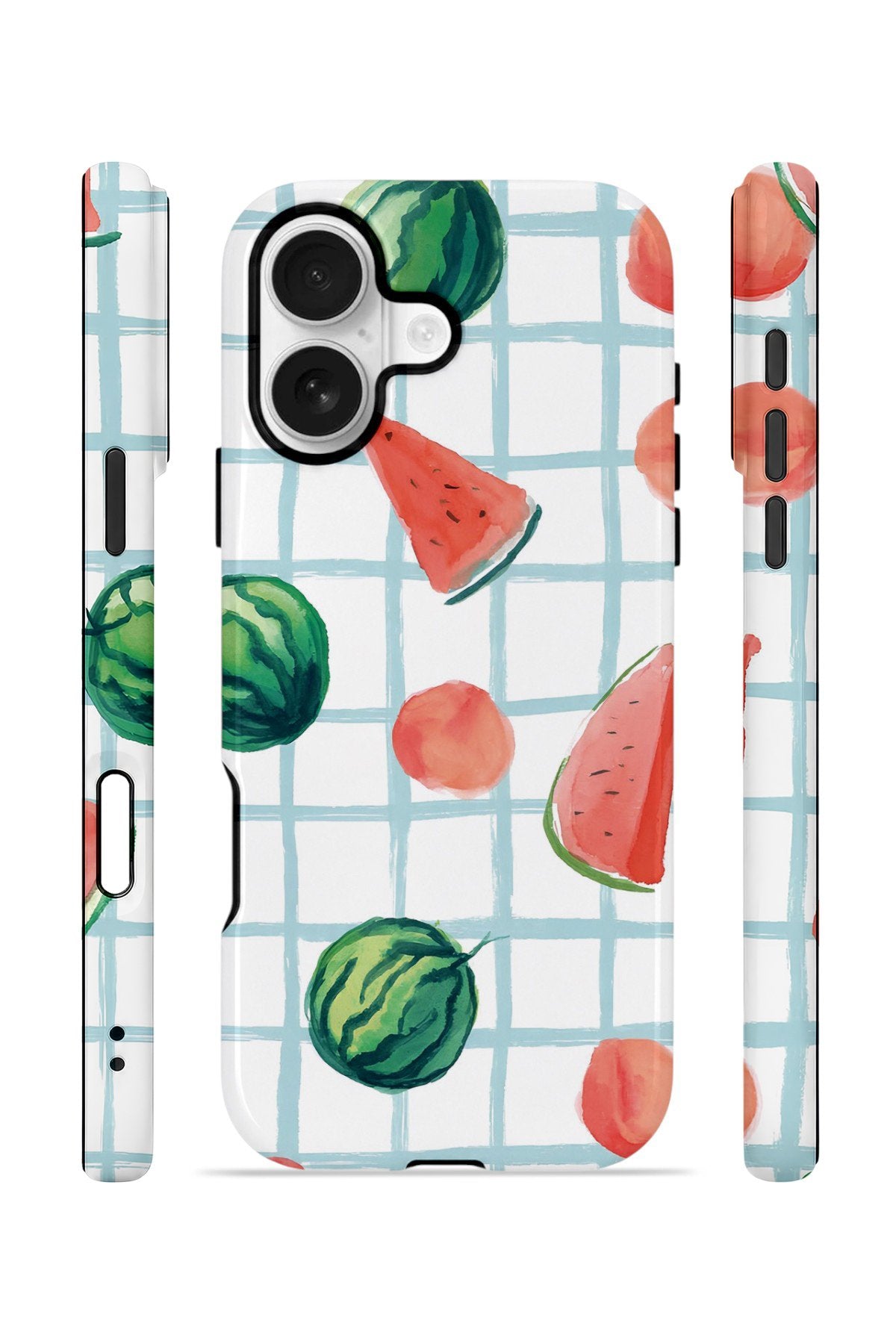 iPhone 16 Plus Vorian Çift Katmanlı Kılıf Watermelon Grid