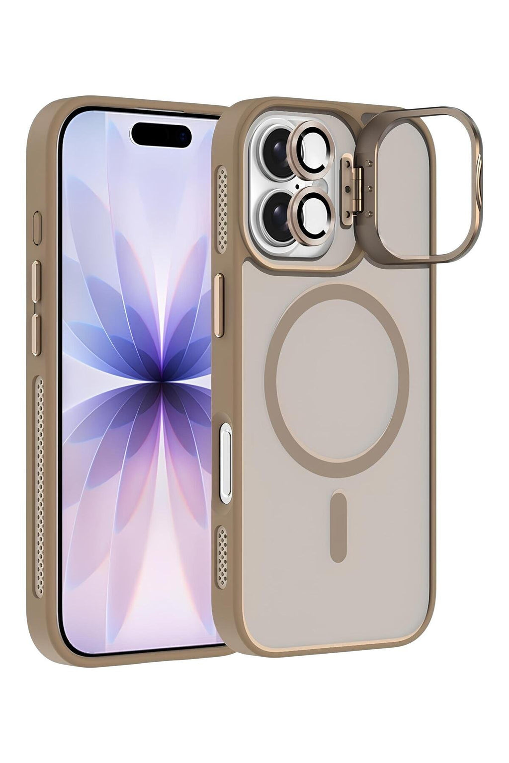iPhone 17 6.3'' Cyrenn MagSafe Kılıf + Lens Koruyucu Kum Beji
