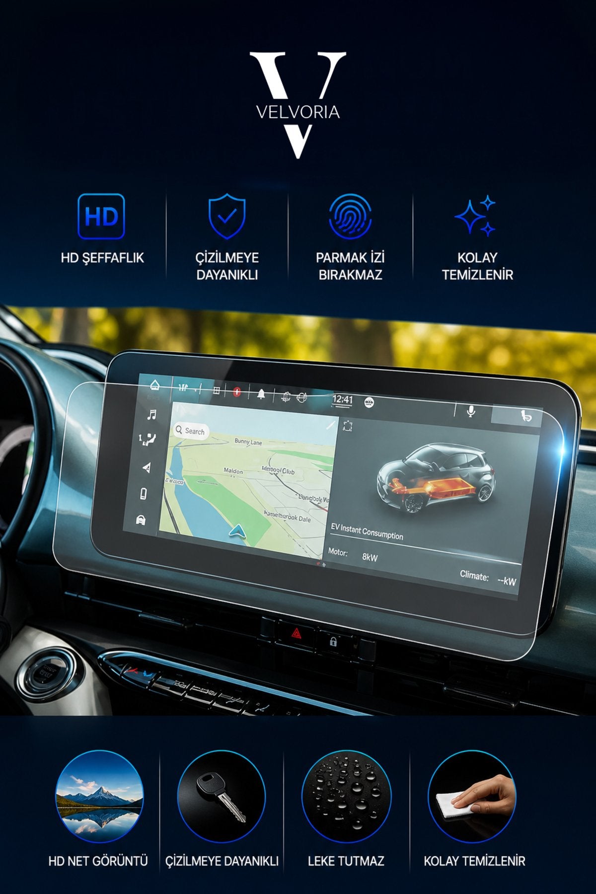 Fiat 500e 2021 2022 2023 Navigasyon Multimedya Nano Glass Ekran Koruyucu