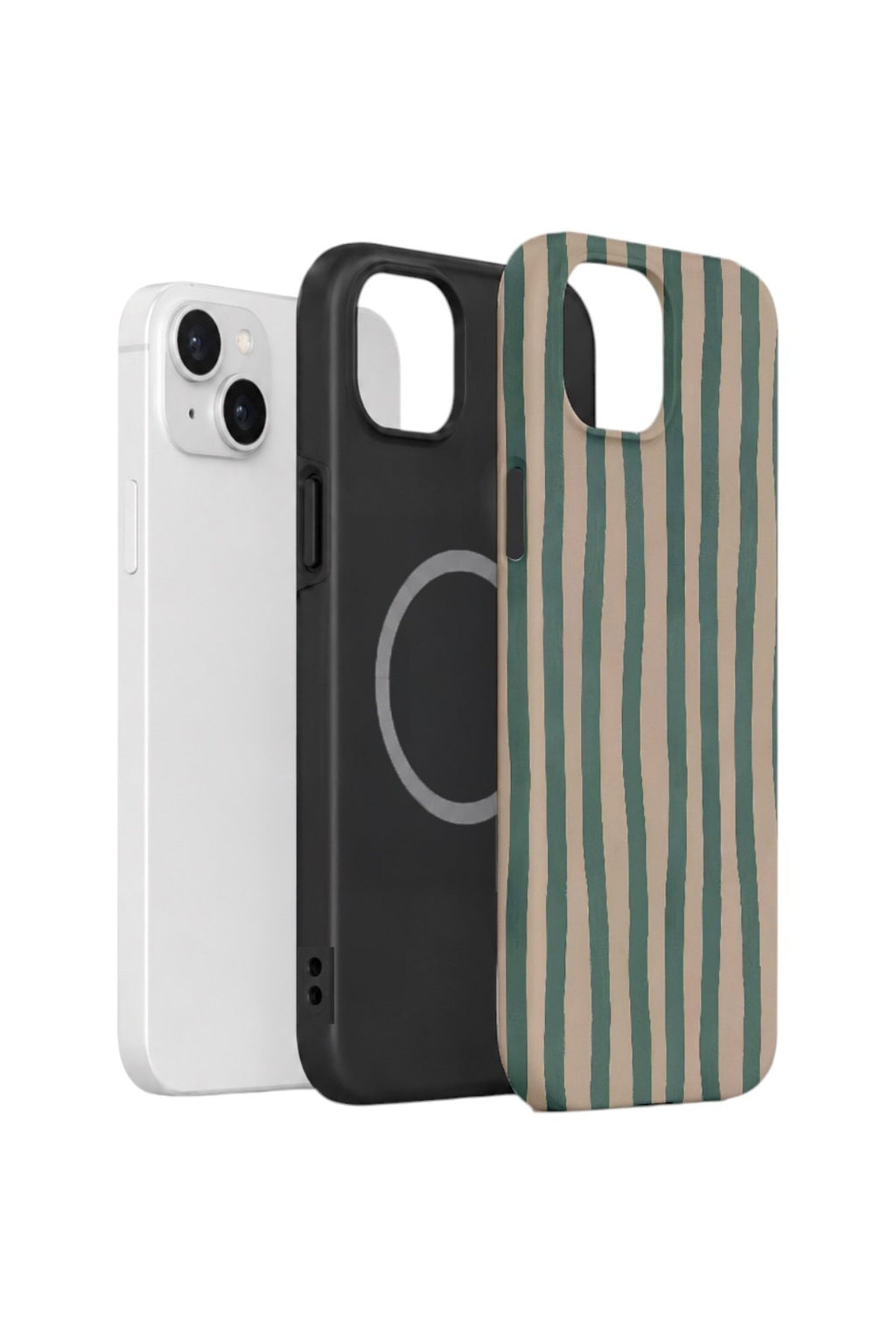 iPhone 15 Plus Vorian Çift Katmanlı MagSafe Kılıf Sage Riviera Stripe