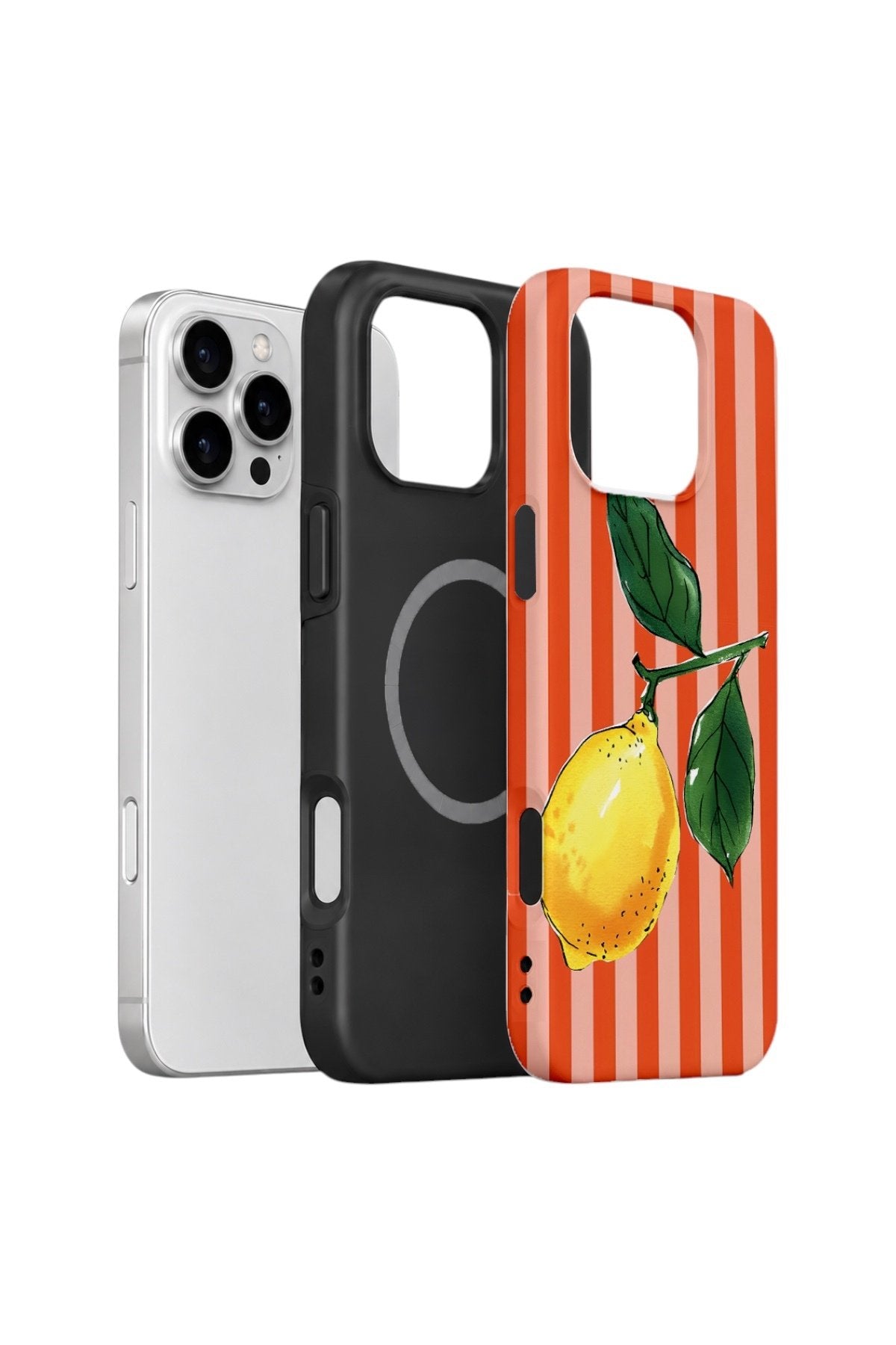 iPhone 16 Pro Max Vorian Çift Katmanlı MagSafe Kılıf Sicilian Lemon Red Stripe