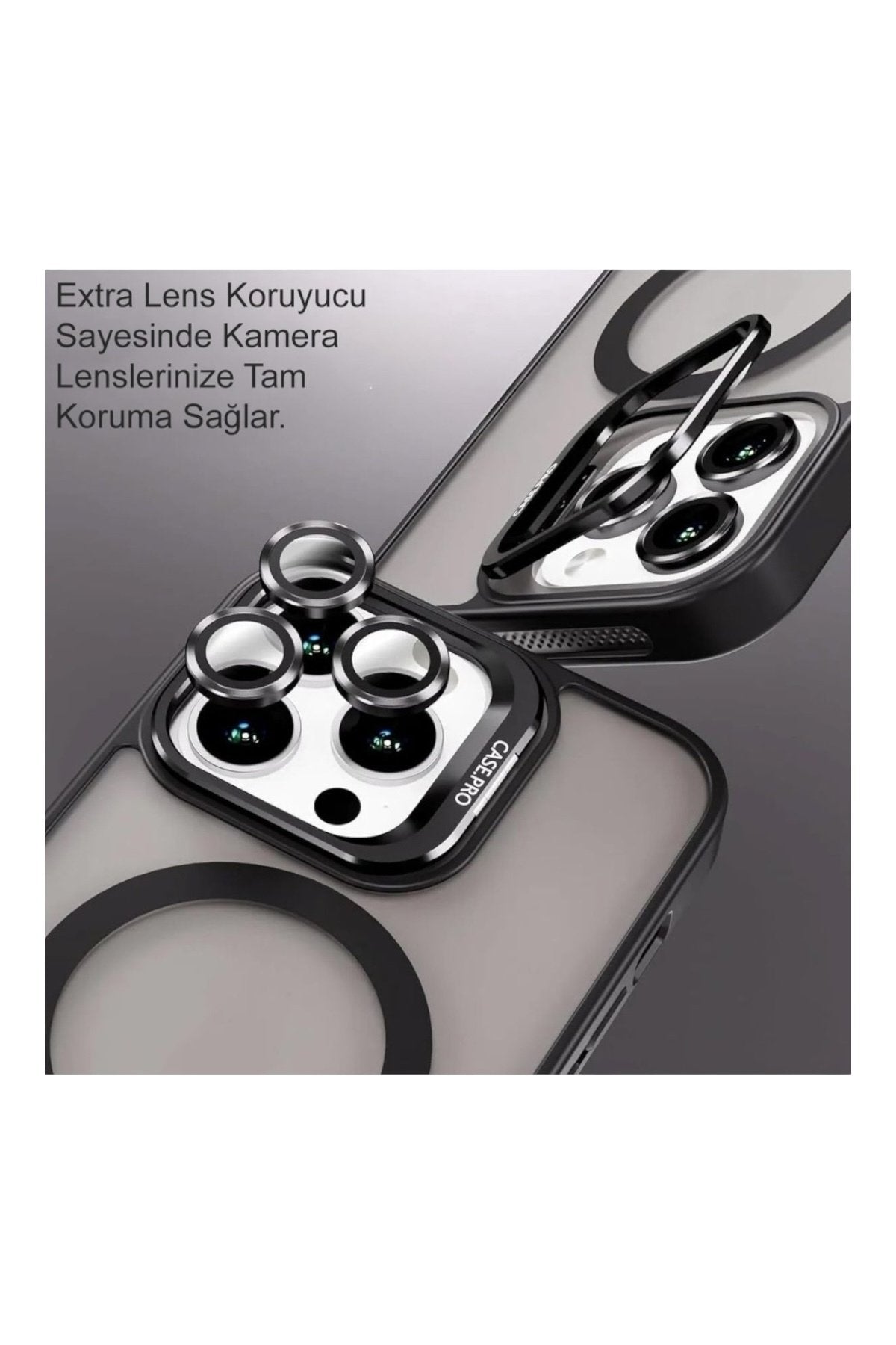 iPhone 15 Pro 6.1" Cyrenn MagSafe Kılıf + Lens Koruyucu Titanyum Grisi