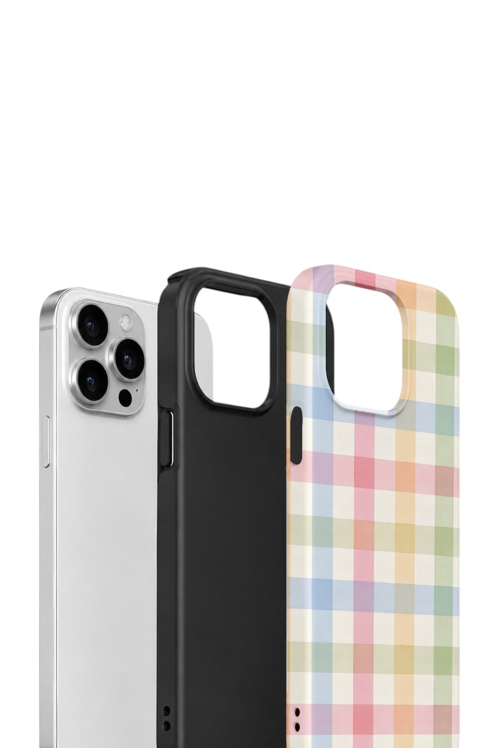 iPhone 14 Pro Max Vorian Çift Katmanlı Kılıf Pastel Gingham