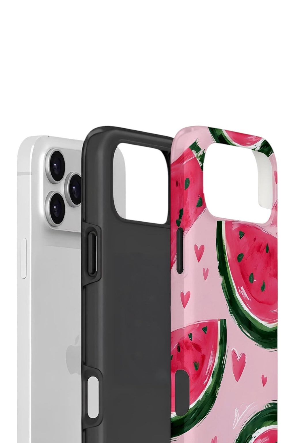 iPhone 17 Pro Max Vorian Çift Katmanlı Kılıf Watermelon Hearts