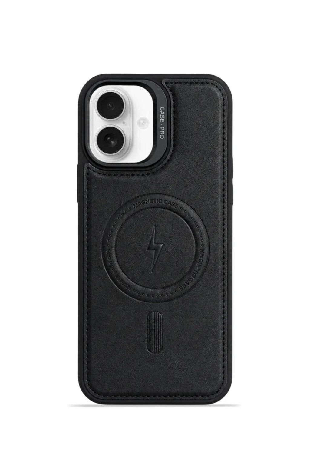 iPhone 16 GripStand MagSafe Deri Kılıf Siyah
