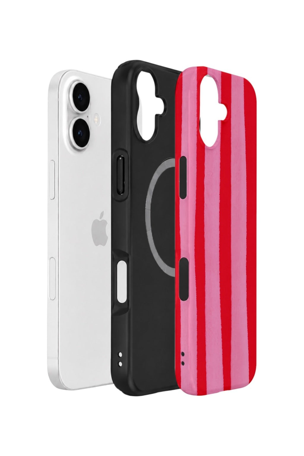 iPhone 16 Plus Vorian Çift Katmanlı MagSafe Kılıf Raspberry Bold Stripe
