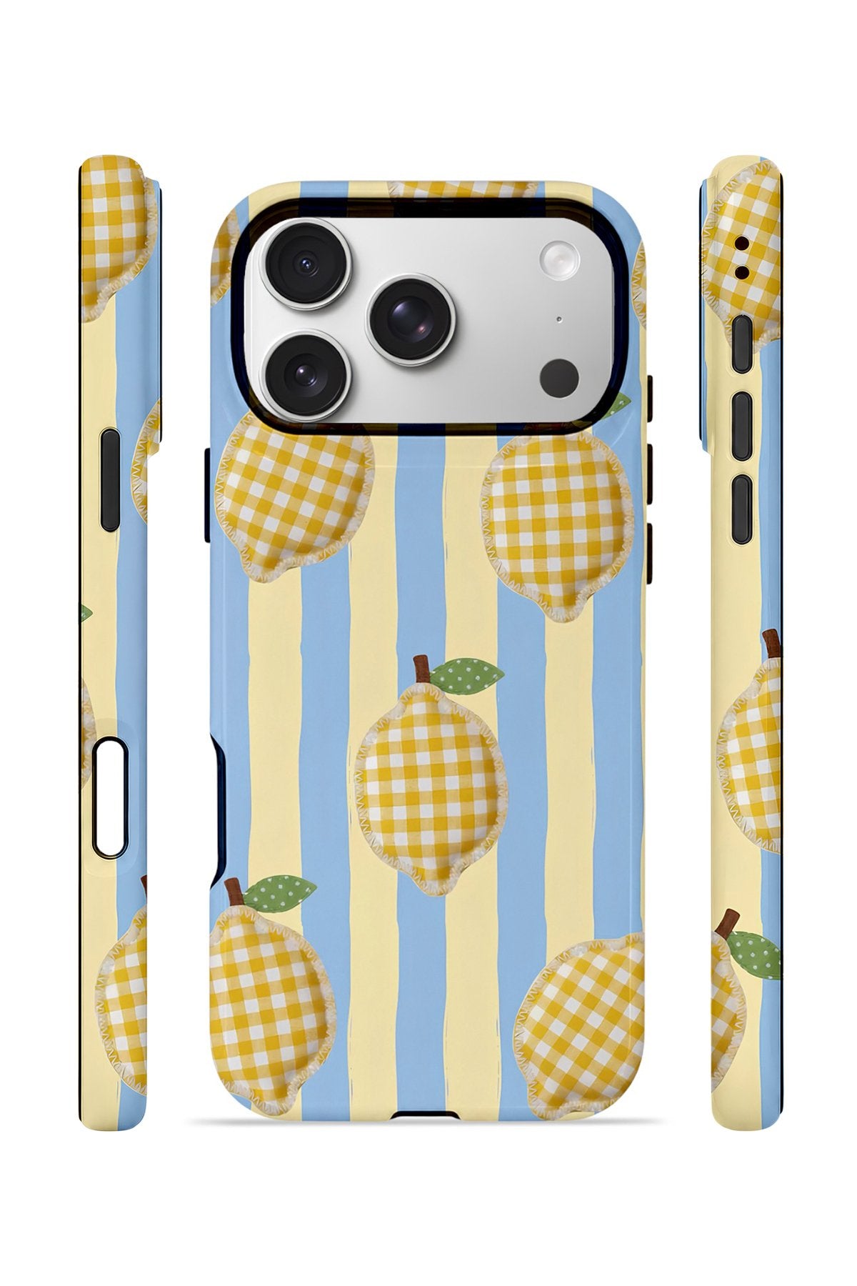 iPhone 17 Pro Max Vorian Çift Katmanlı Kılıf Gingham Lemon Grove