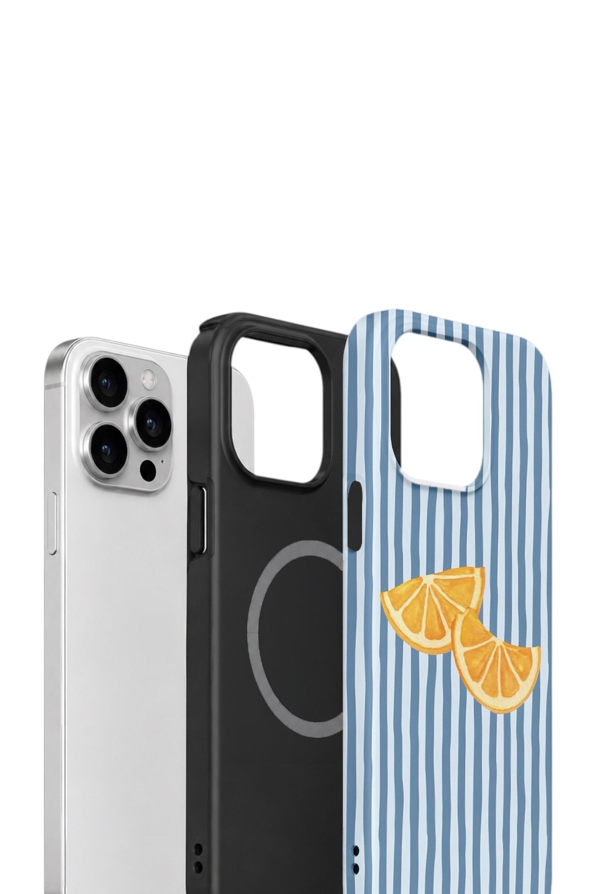 iPhone 15 Pro Vorian Çift Katmanlı Kılıf Blue Orange Slices