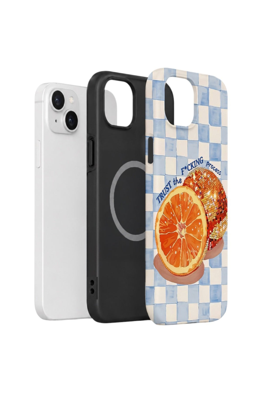 iPhone 14 Plus Vorian Çift Katmanlı MagSafe Kılıf Orange Press Collage