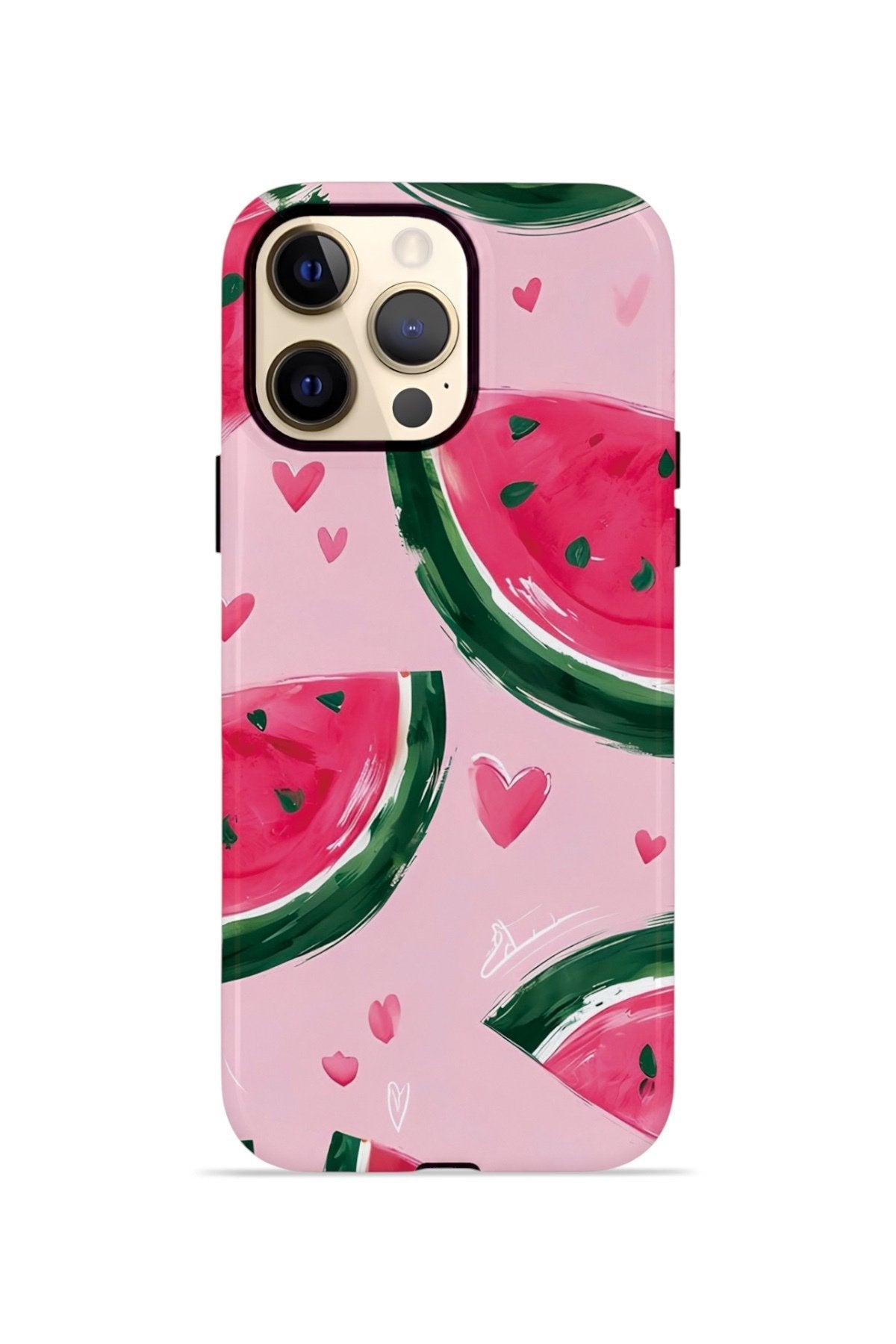 iPhone 12 Pro Vorian Çift Katmanlı Kılıf Watermelon Hearts