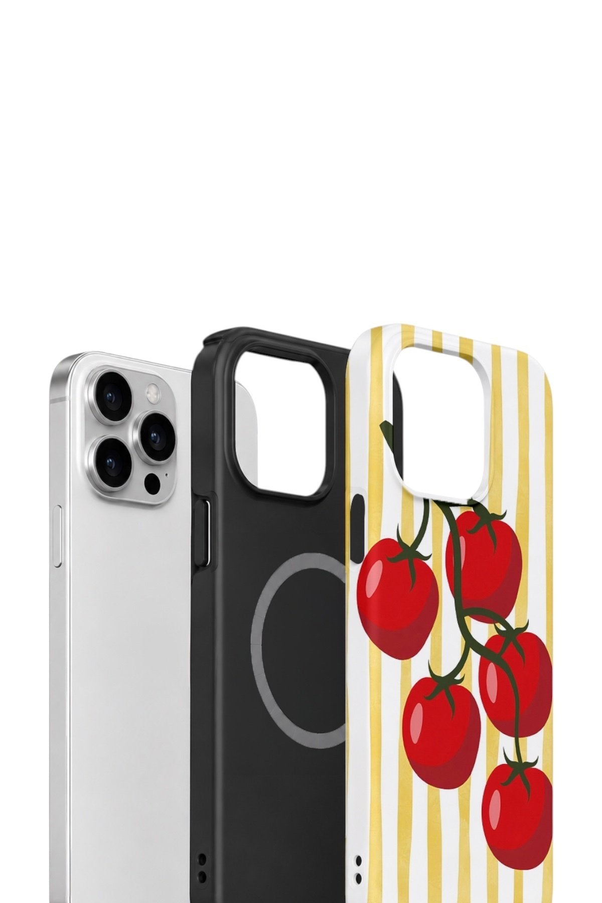 iPhone 13 Pro Max Vorian Çift Katmanlı MagSafe Kılıf Tomato Market Stripe