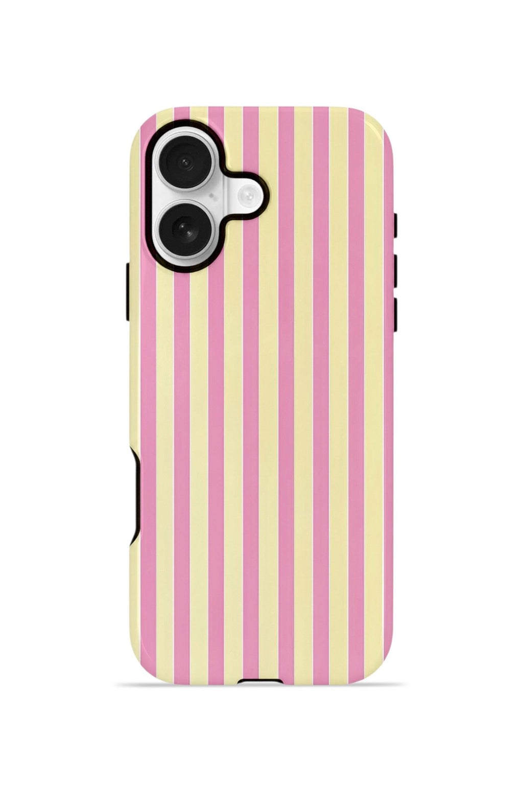 iPhone 16 Plus Vorian Çift Katmanlı Kılıf Pink Lemon Pinstripe