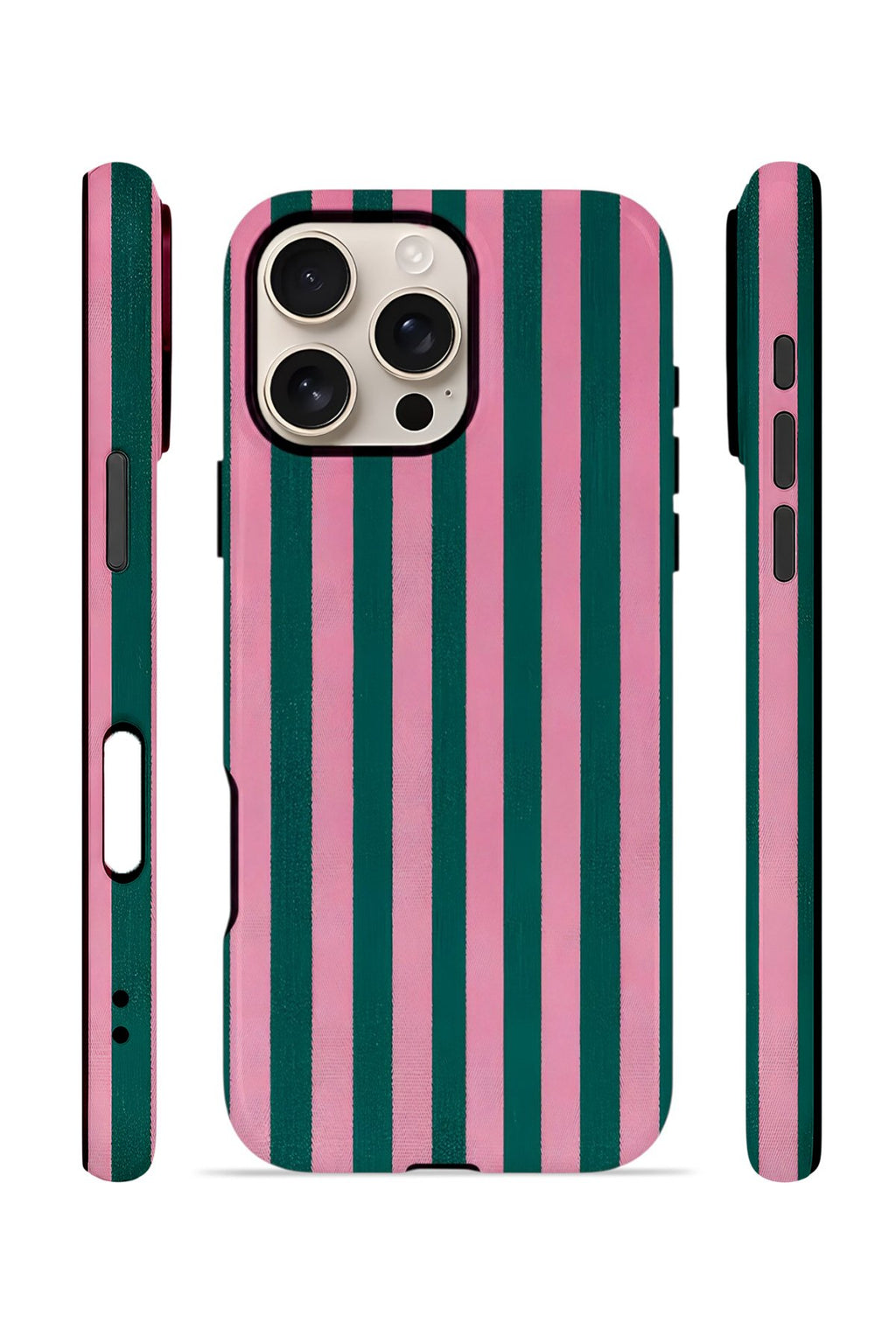 iPhone 16 Pro Max Vorian Çift Katmanlı MagSafe Kılıf Pink Navy Cabana