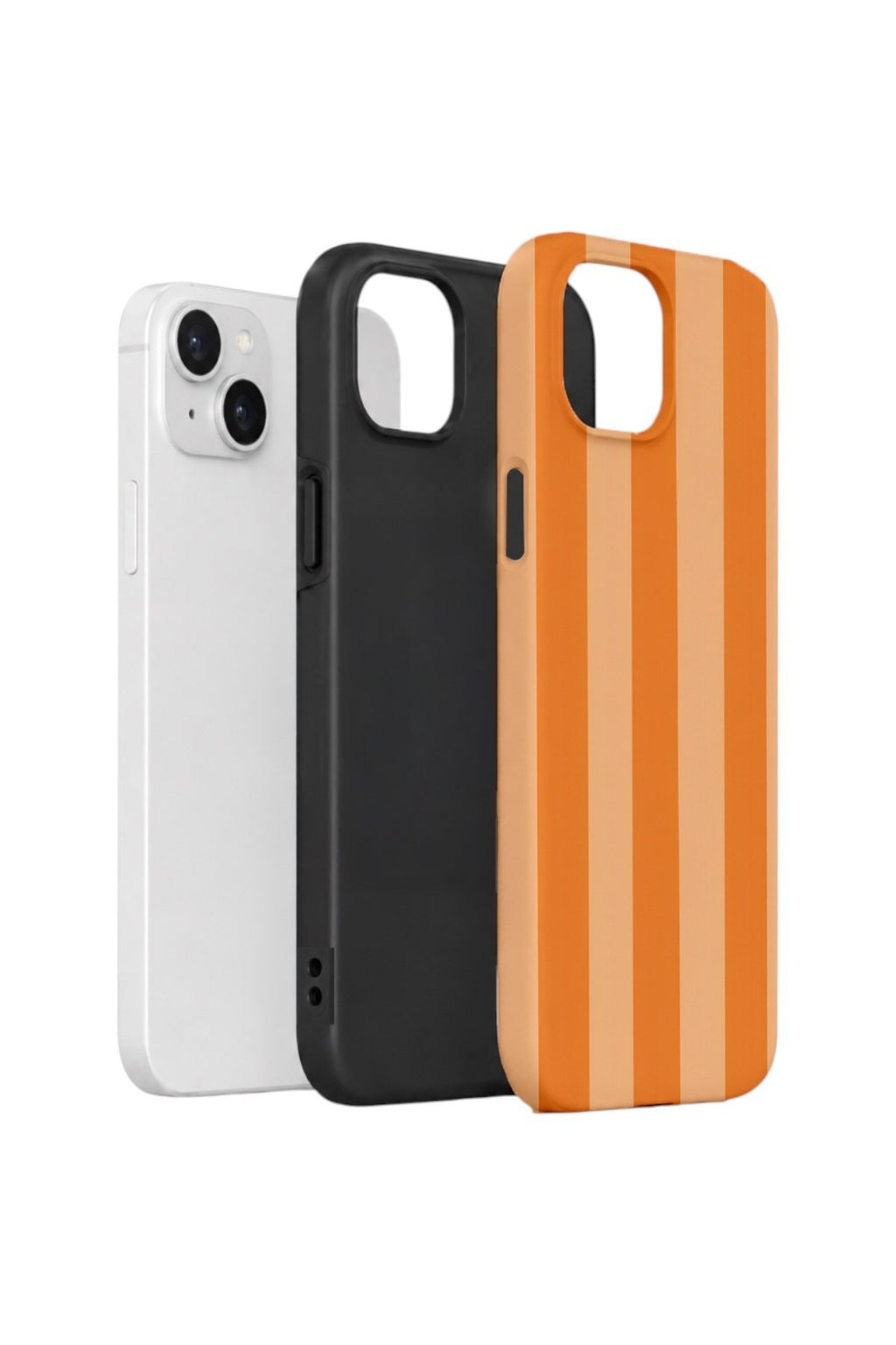 iPhone 14 Vorian Çift Katmanlı Kılıf Orange Cream Stripe