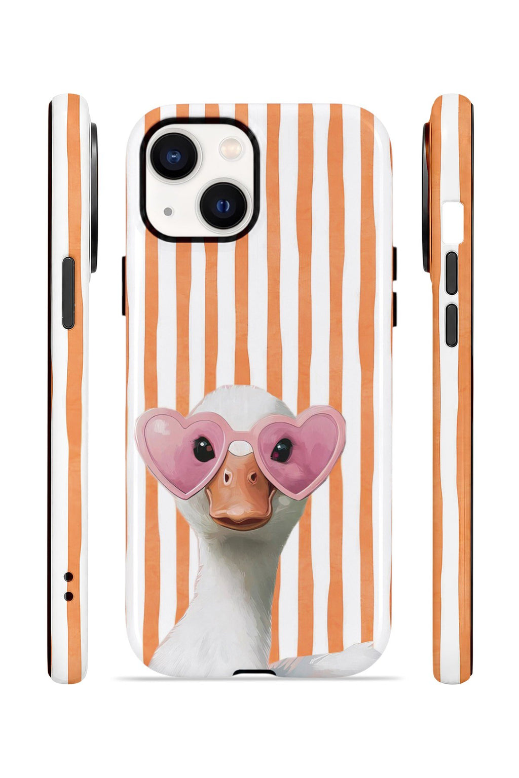 iPhone 15 Plus Vorian Çift Katmanlı MagSafe Kılıf Heart Glasses Goose