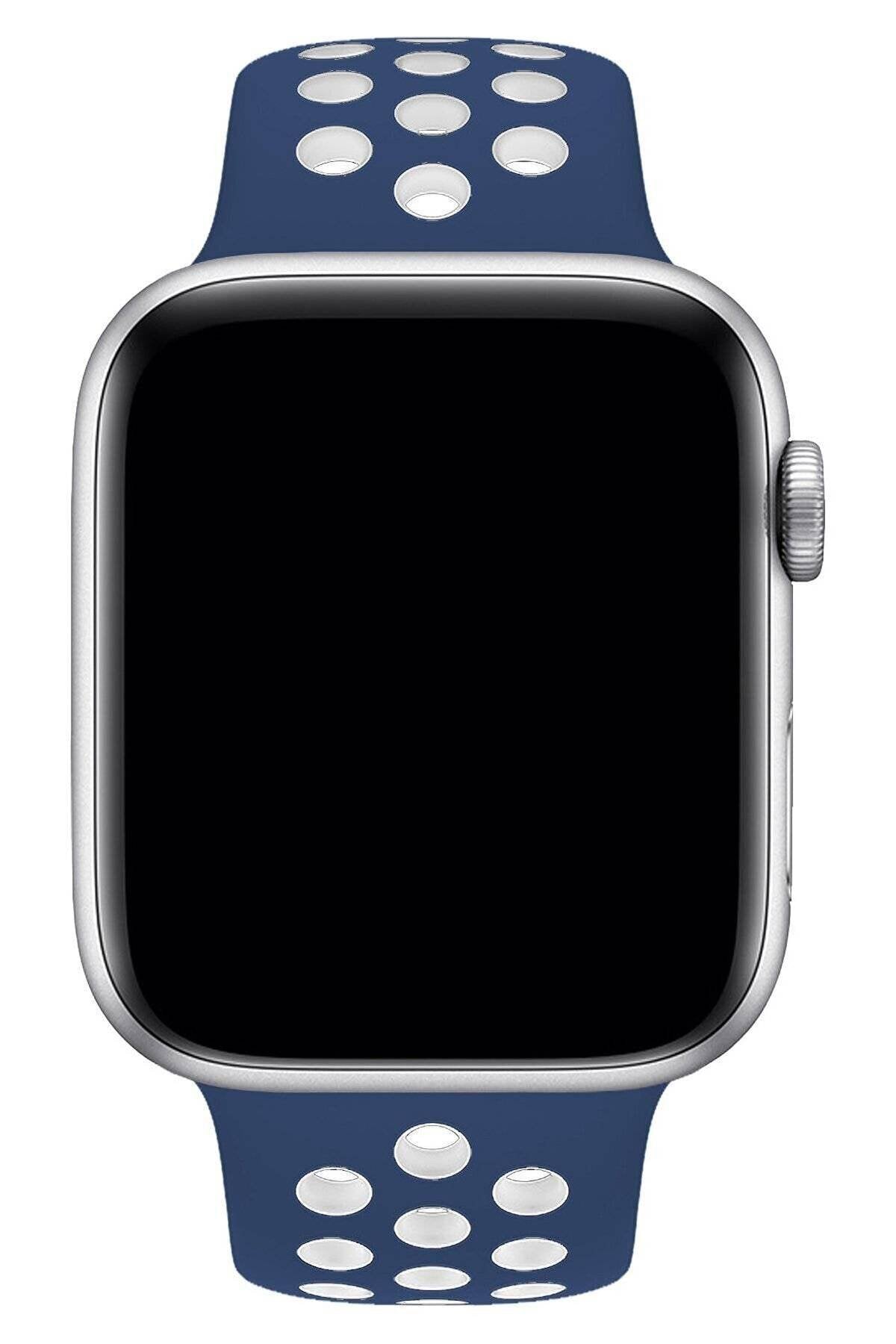Apple Watch Series Fileli Kordon Lacivert-Beyaz