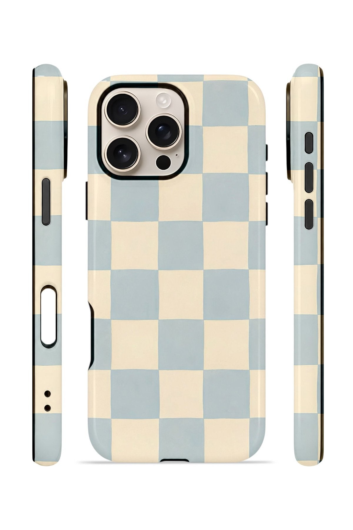 iPhone 16 Pro Vorian Çift Katmanlı Kılıf Powder Blue Checker