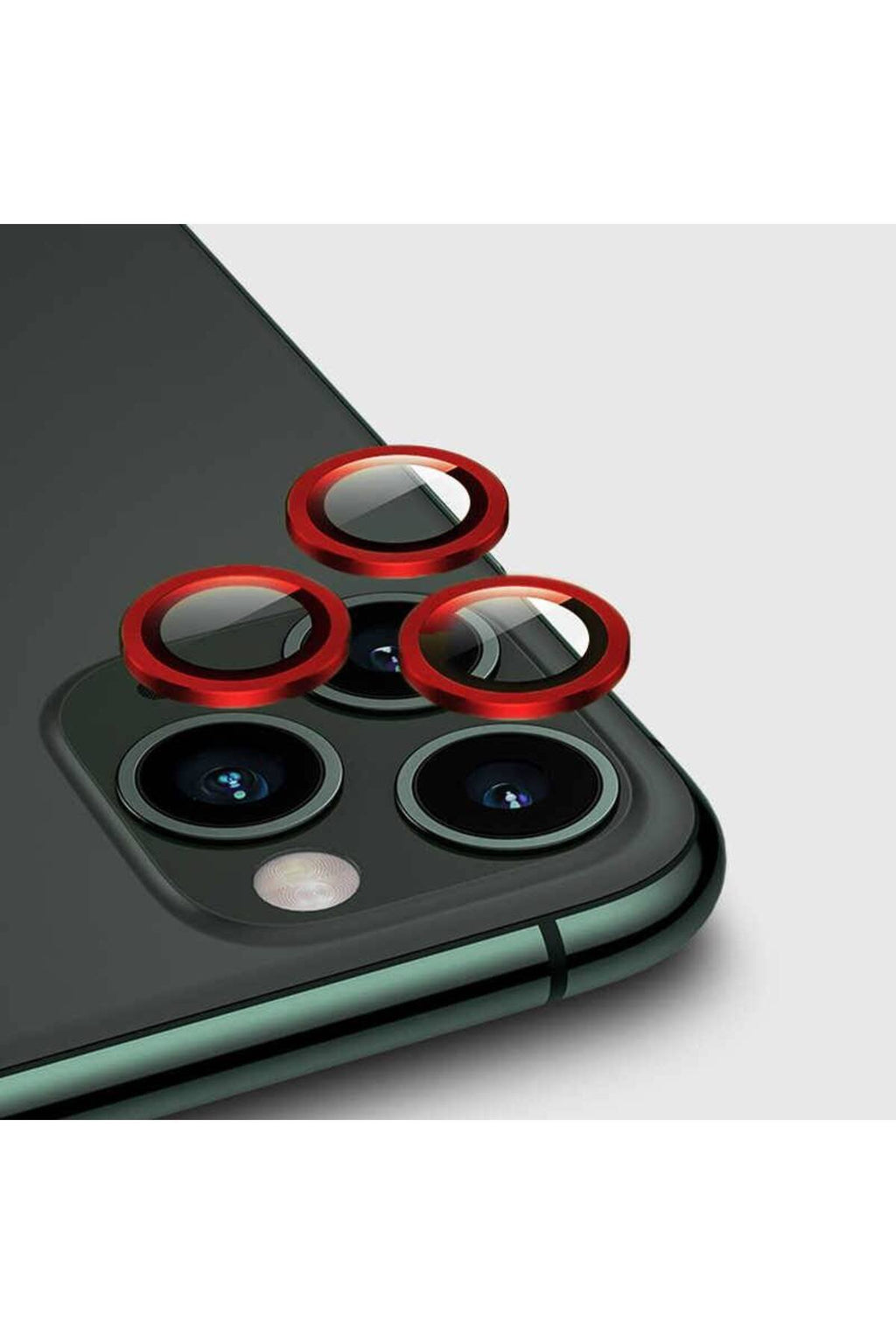 iPhone 11 Pro Max Metal Kamera Koruyucu Lens Kırmızı