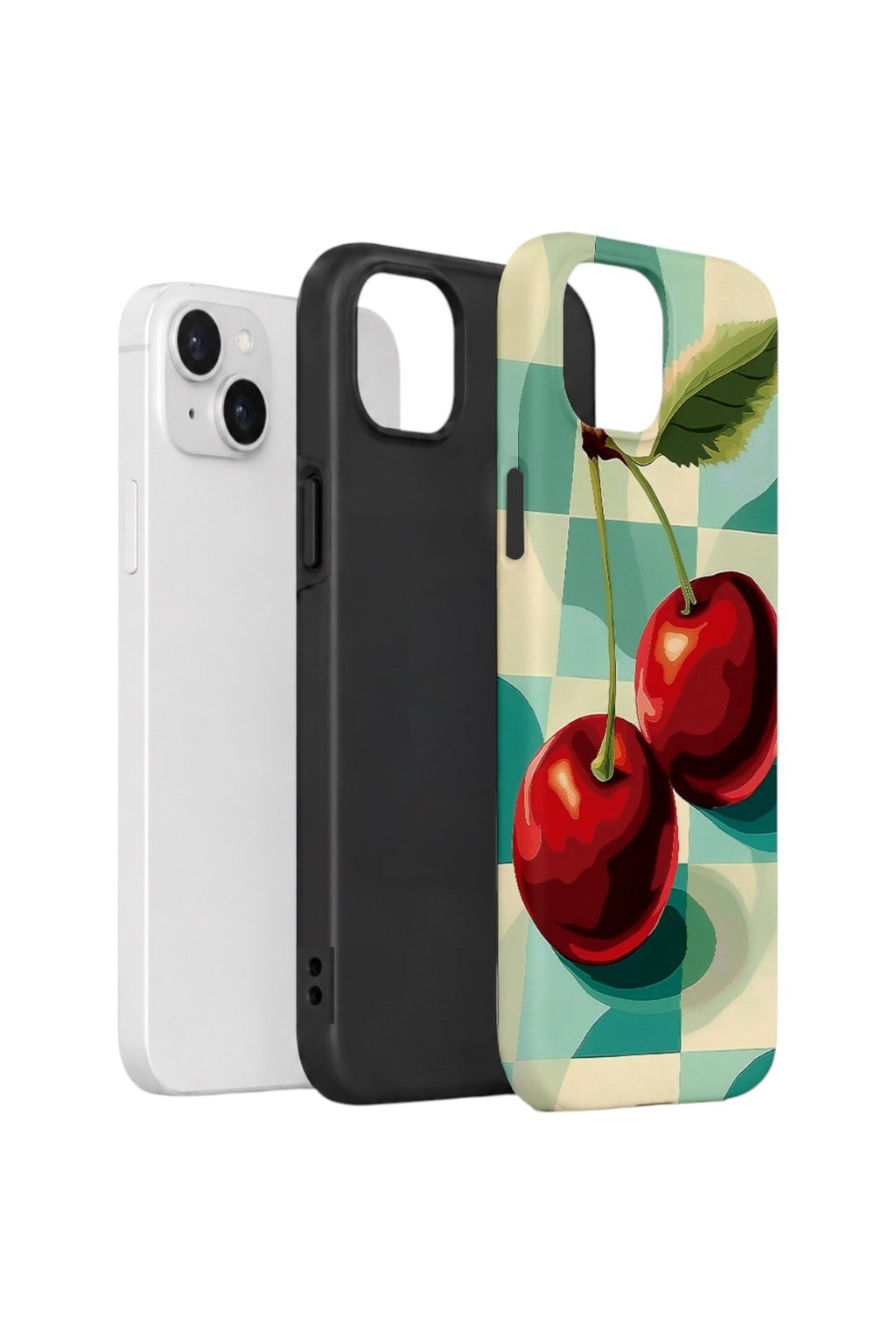 iPhone 14 Vorian Çift Katmanlı Kılıf Retro Cherry Pop