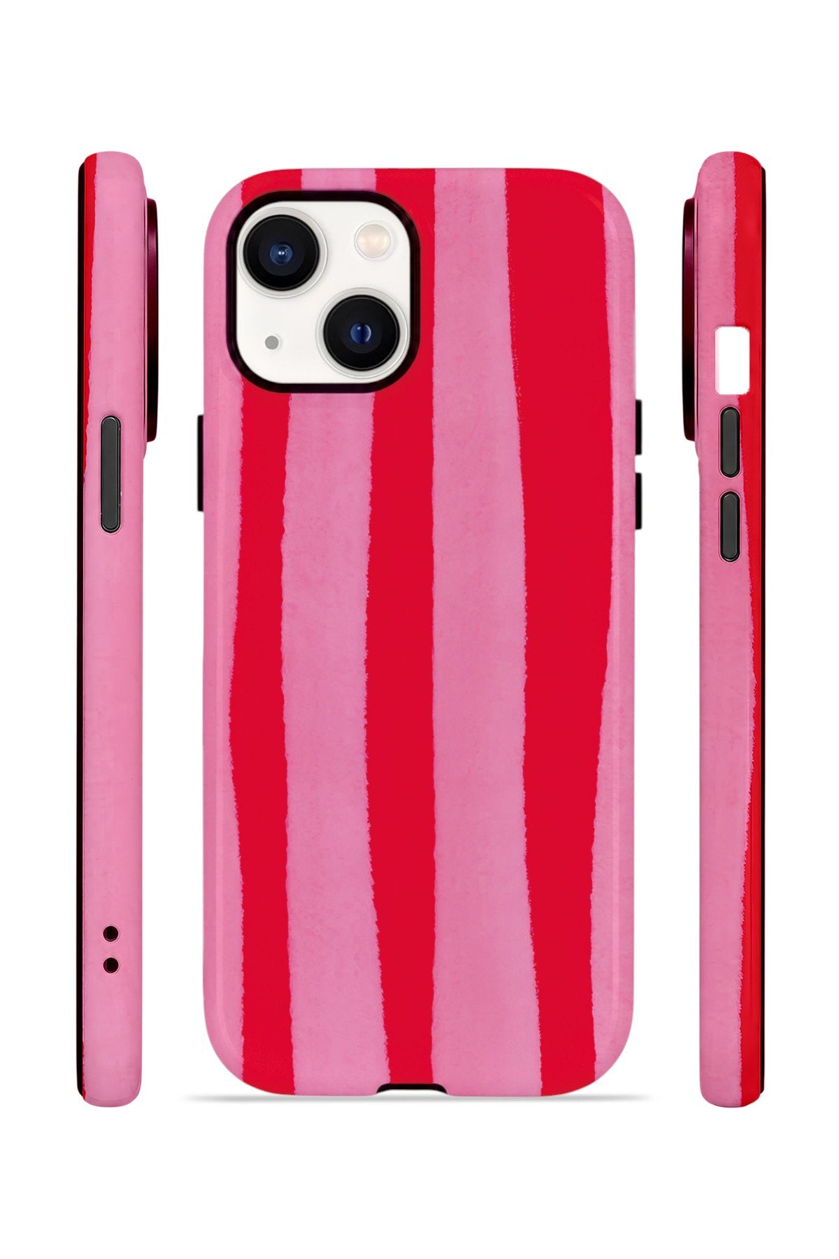 iPhone 15 Vorian Çift Katmanlı MagSafe Kılıf Raspberry Bold Stripe