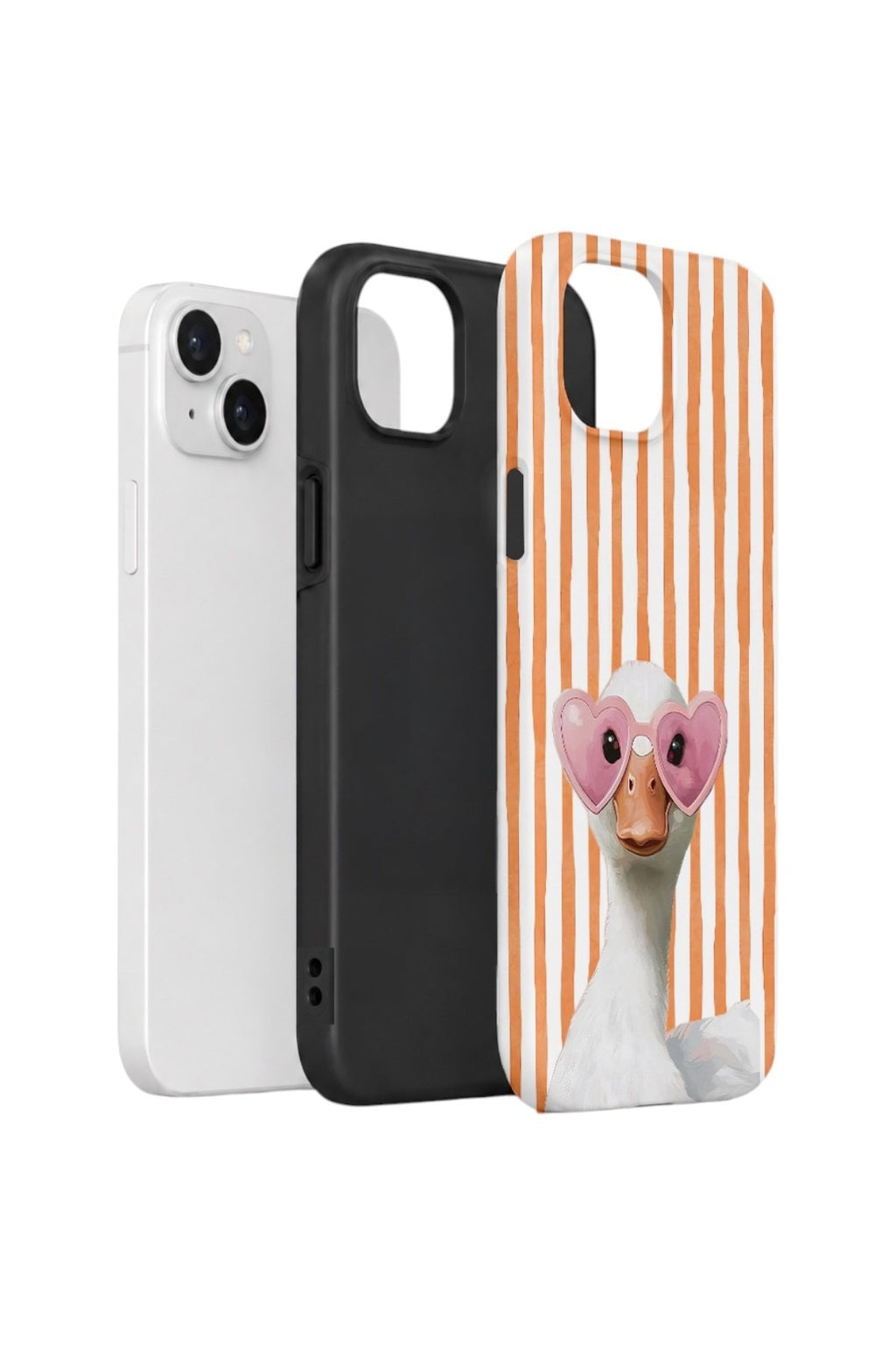 iPhone 13 Vorian Çift Katmanlı Kılıf Heart Glasses Goose
