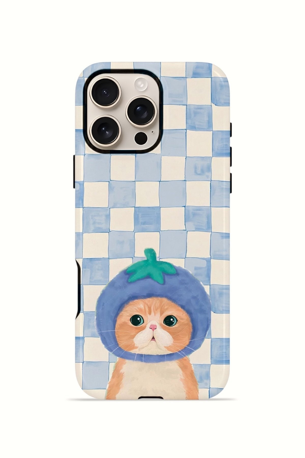 iPhone 16 Pro Vorian Çift Katmanlı MagSafe Kılıf Blueberry Cat Check