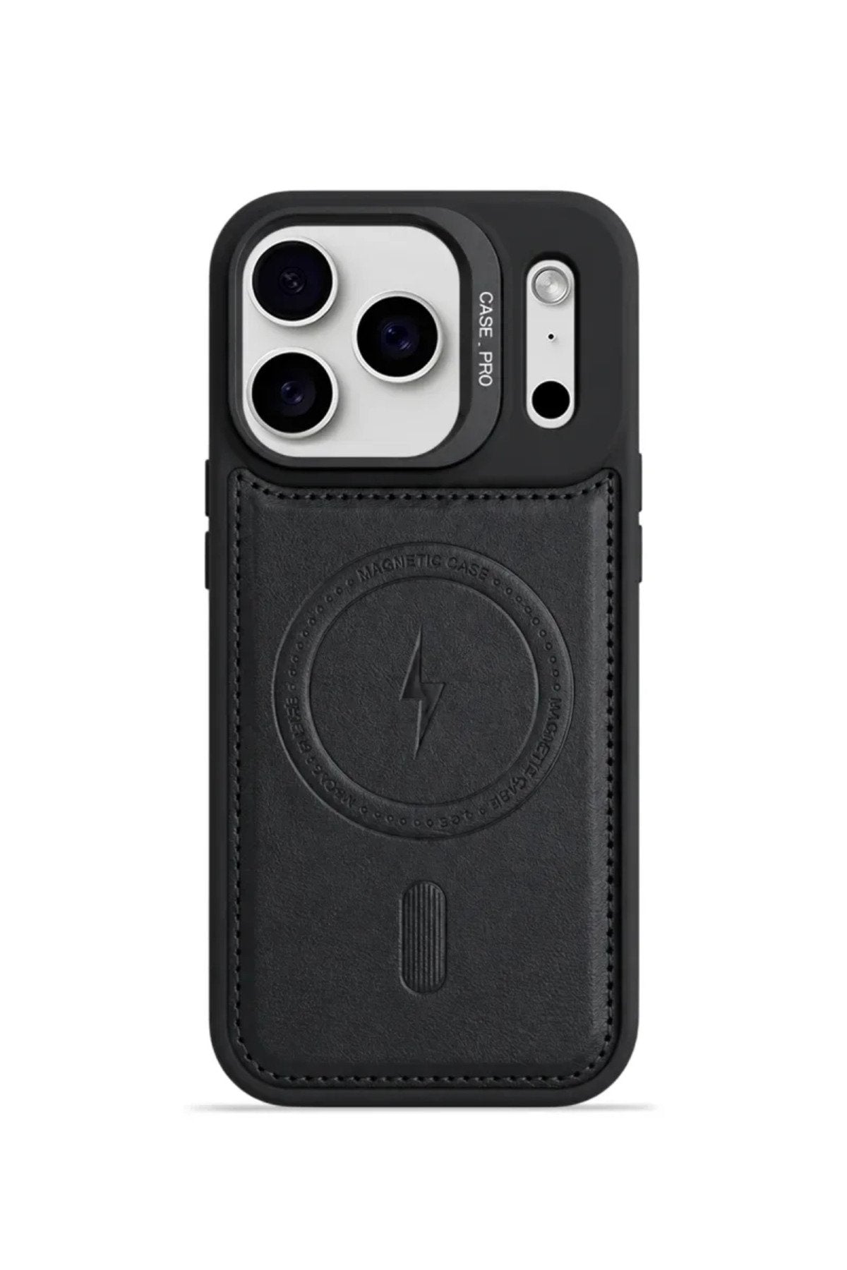 iPhone 17 Pro Max GripStand MagSafe Deri Kılıf Siyah