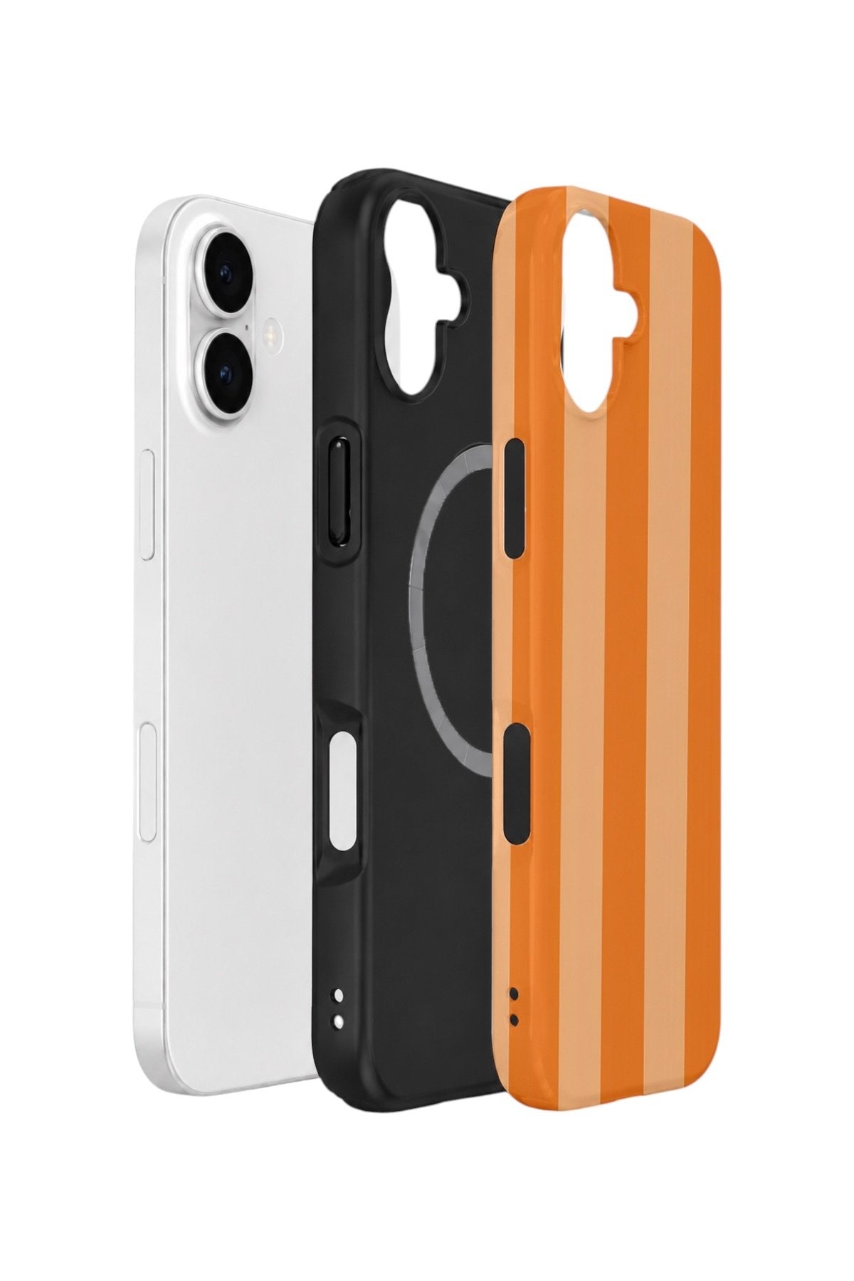 iPhone 17 Vorian Çift Katmanlı MagSafe Kılıf Orange Cream Stripe