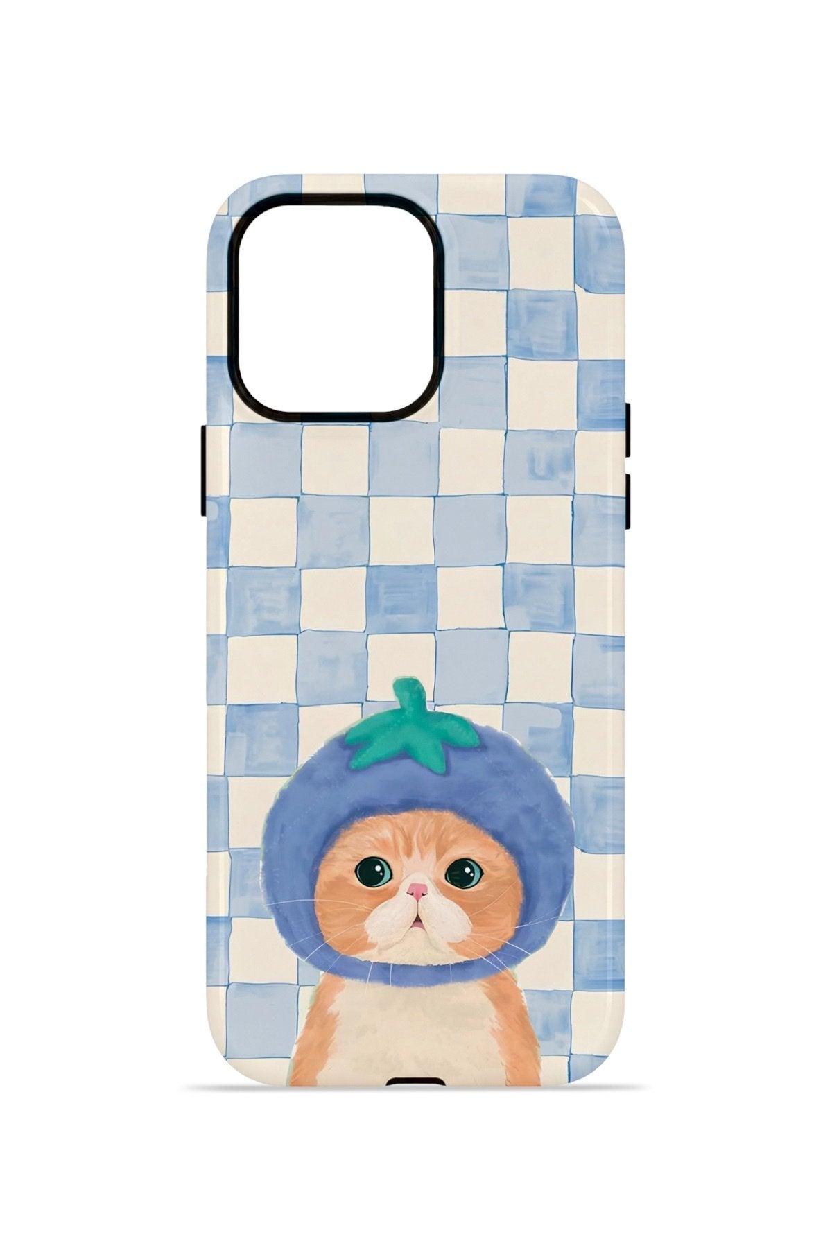 iPhone 14 Pro Vorian Çift Katmanlı Kılıf Blueberry Cat Check