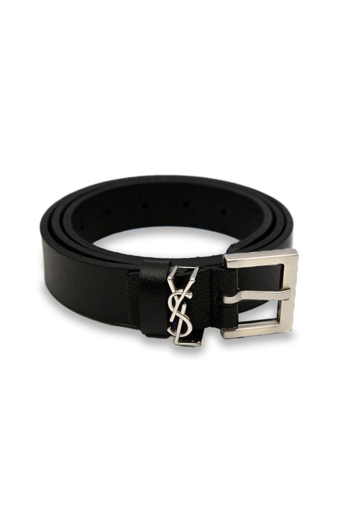 Kadın Siyah Hakiki Deri Kemer Gümüş Tokalı
