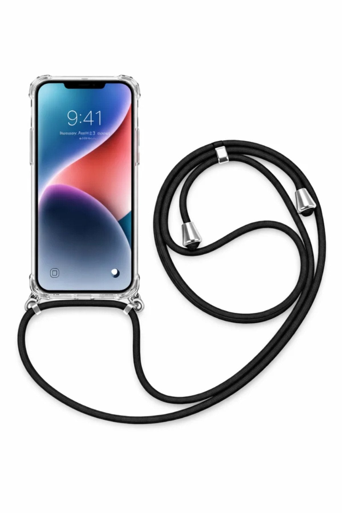 Apple iPhone Askılı Tank Şeffaf Kılıf Siyah