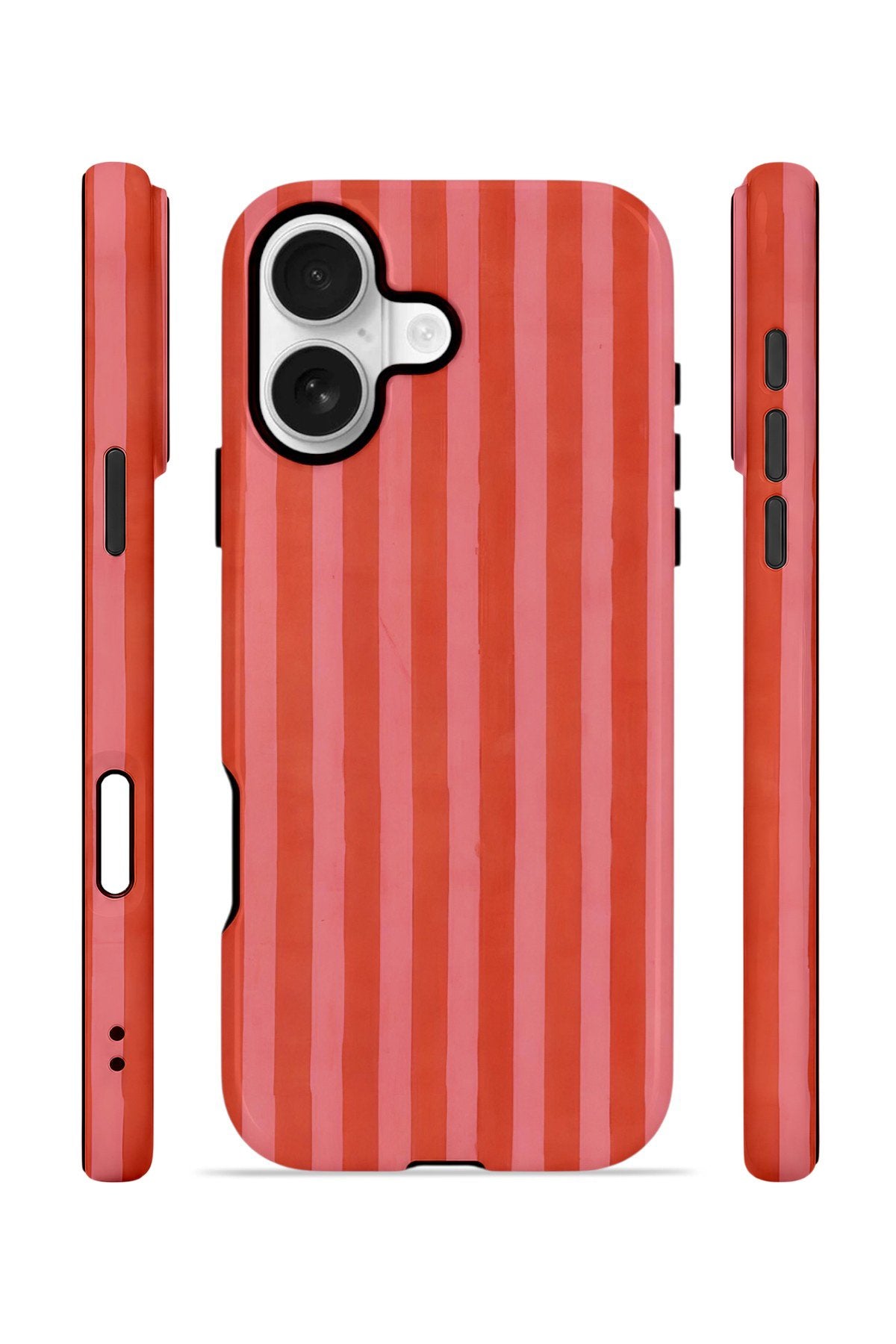 iPhone 17 Vorian Çift Katmanlı MagSafe Kılıf Tomato Red Stripe